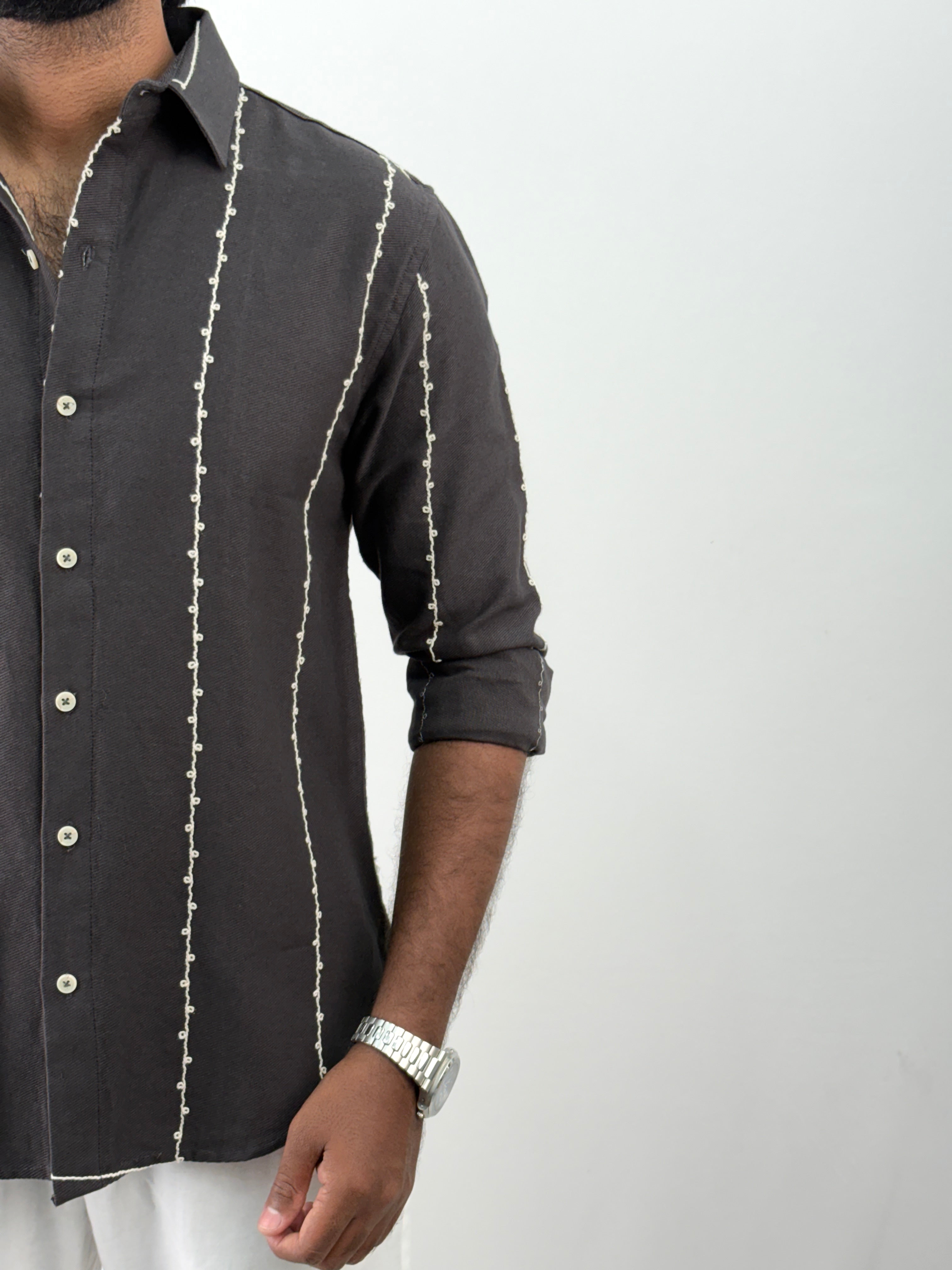 Dark Grey Embroidery Shirt