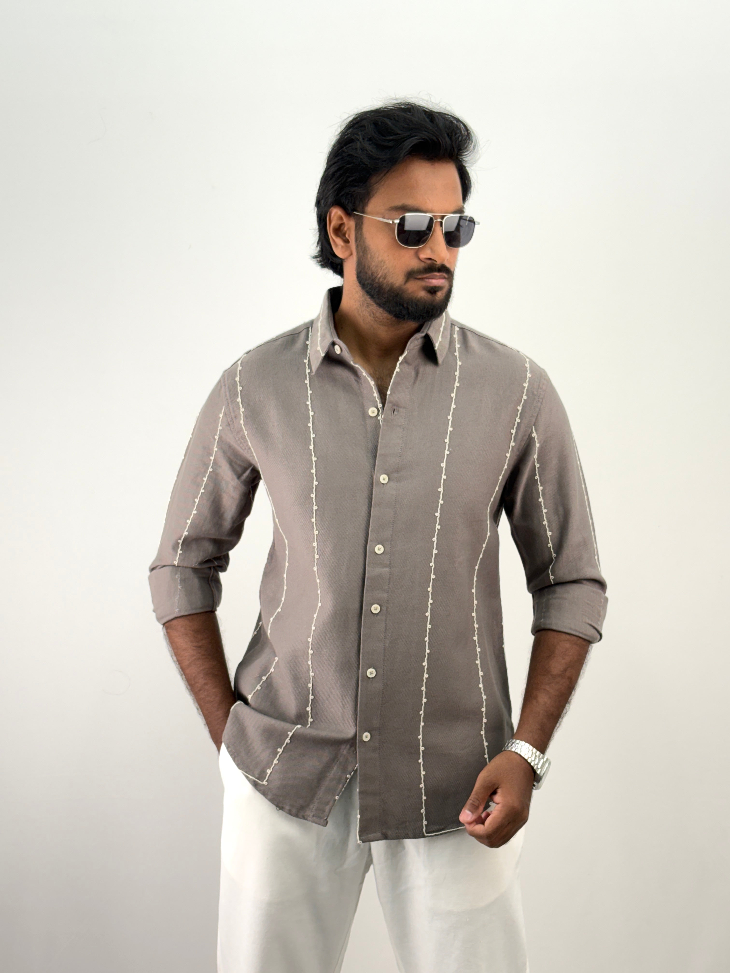 Ash Embroidery Shirt