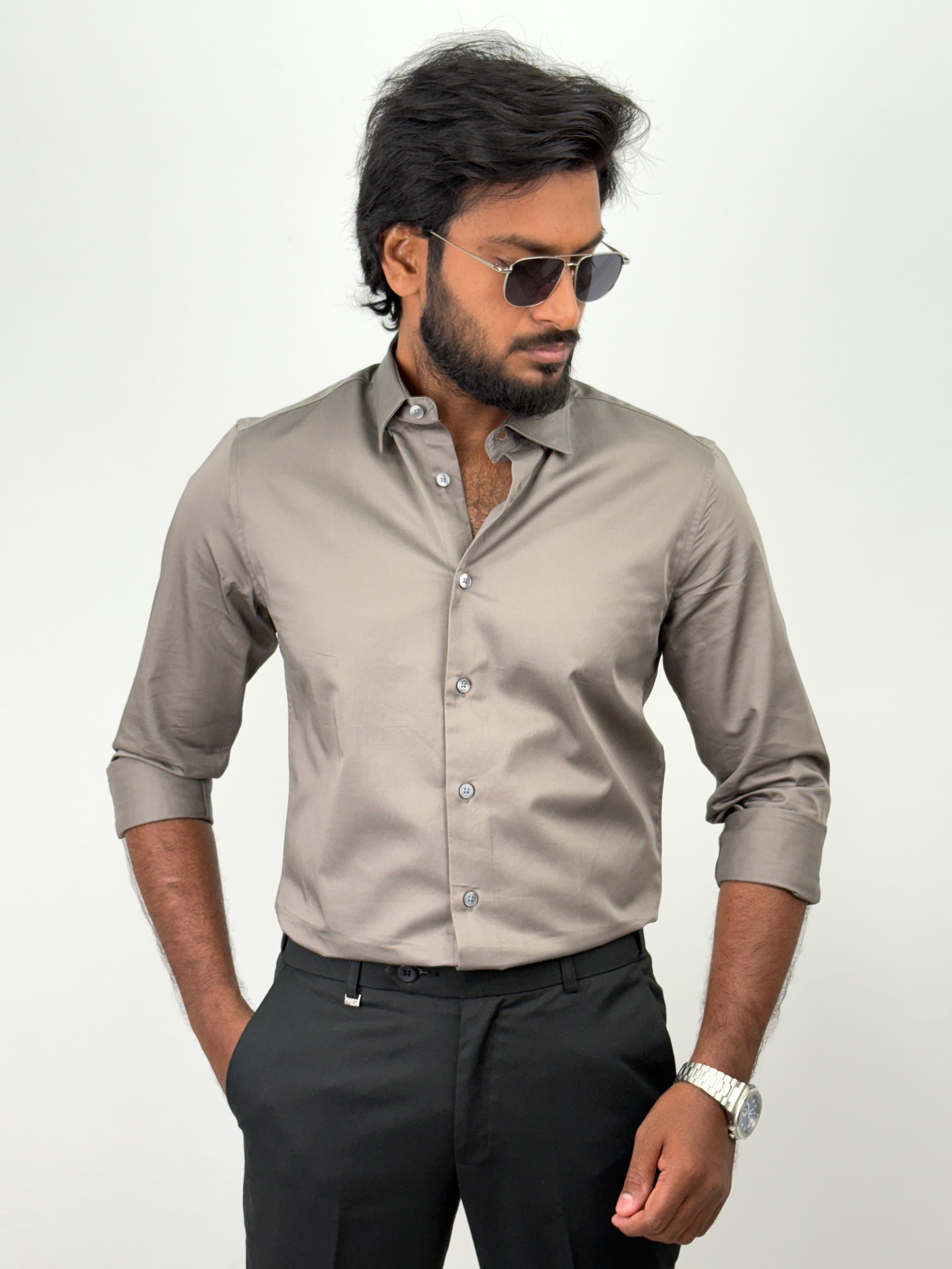 Grey Satin Shirt