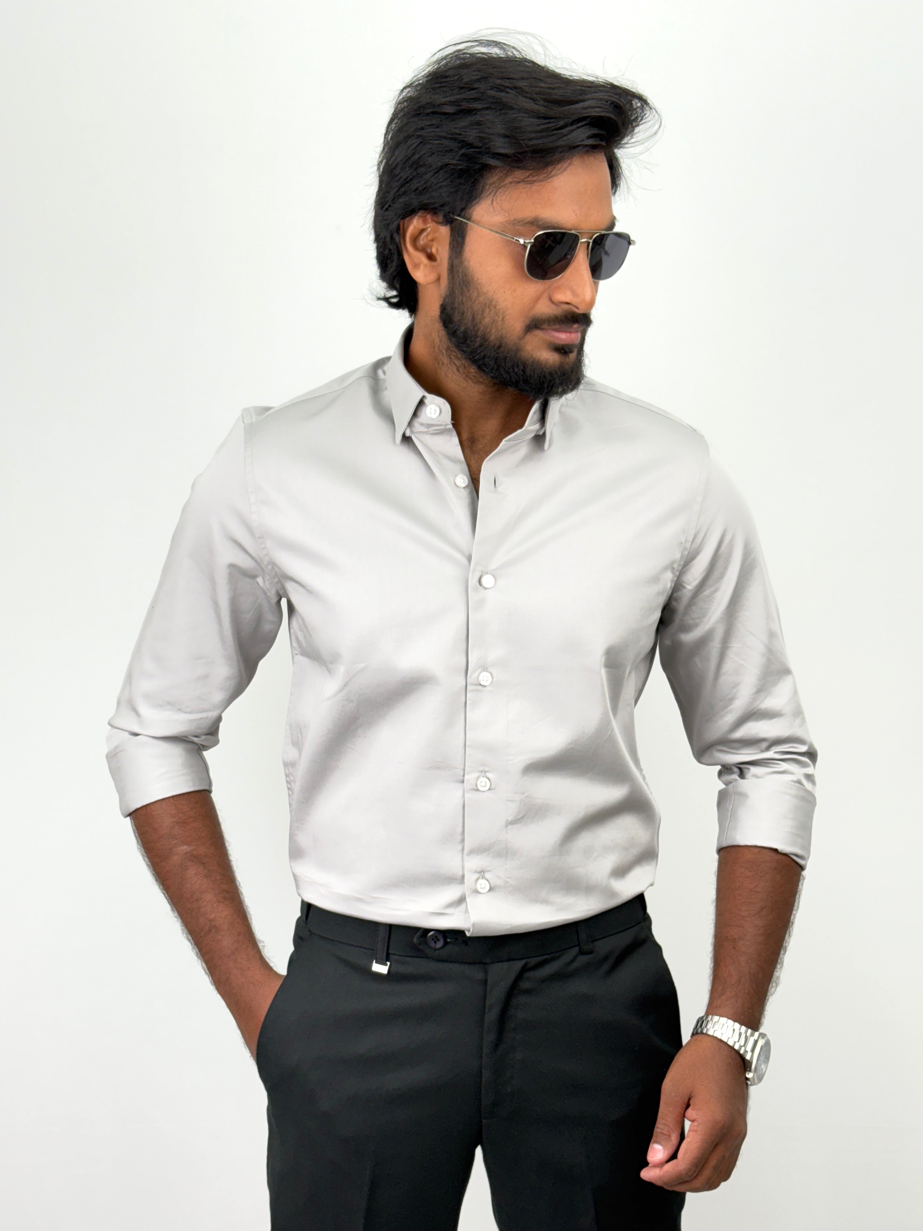 Light Grey Satin Shirt