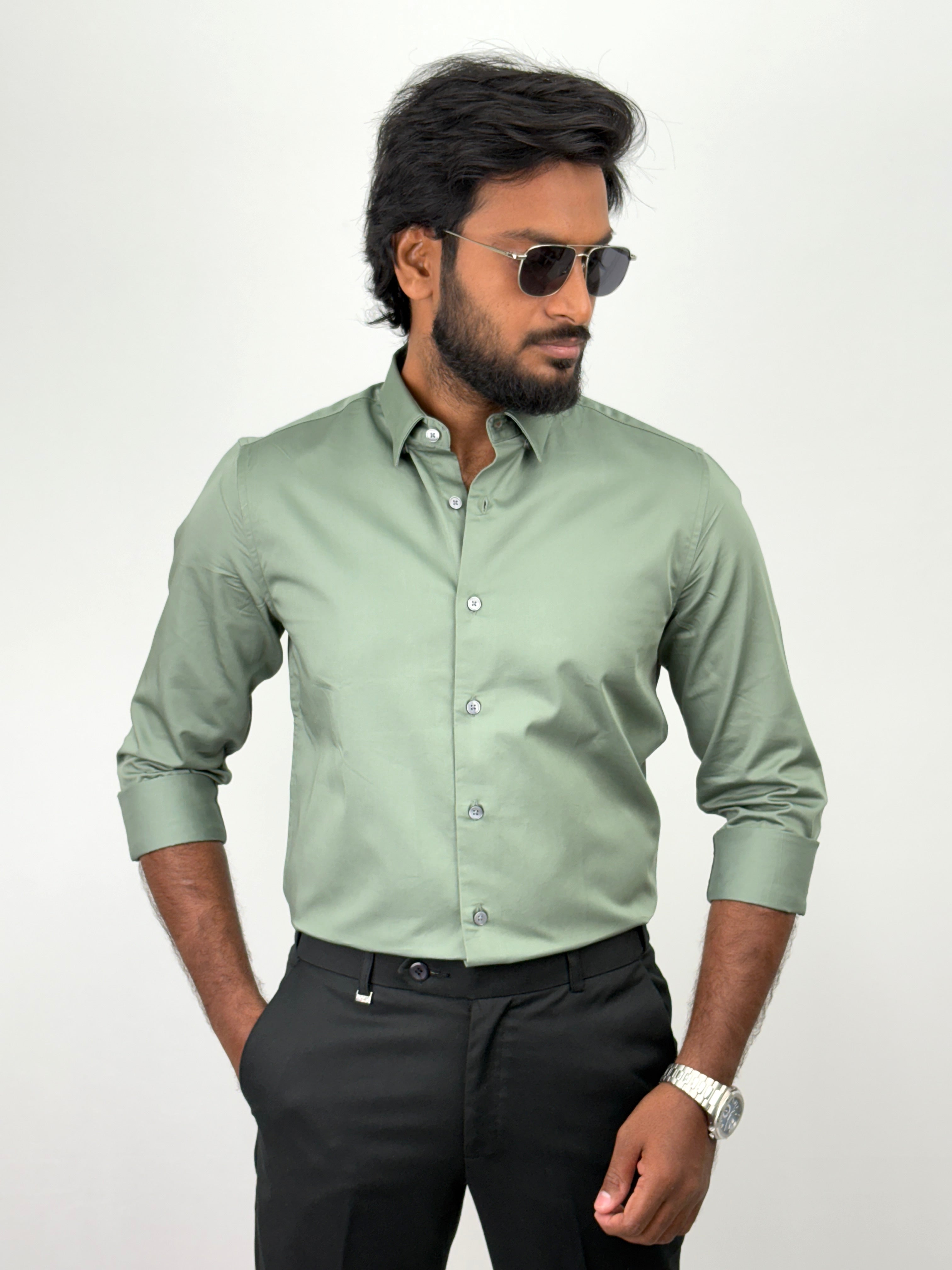 Slate Green Satin Shirt