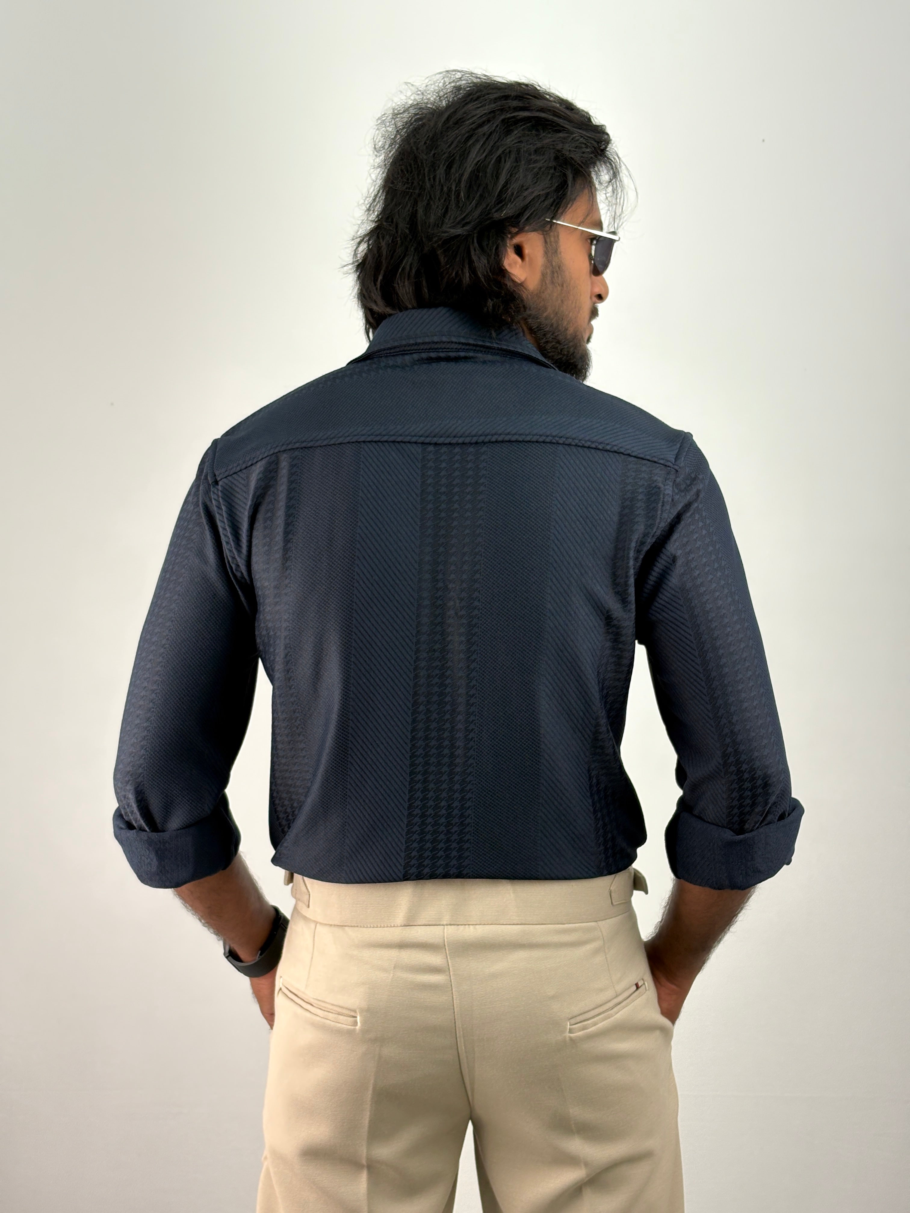 Navy Jacquard Shirt