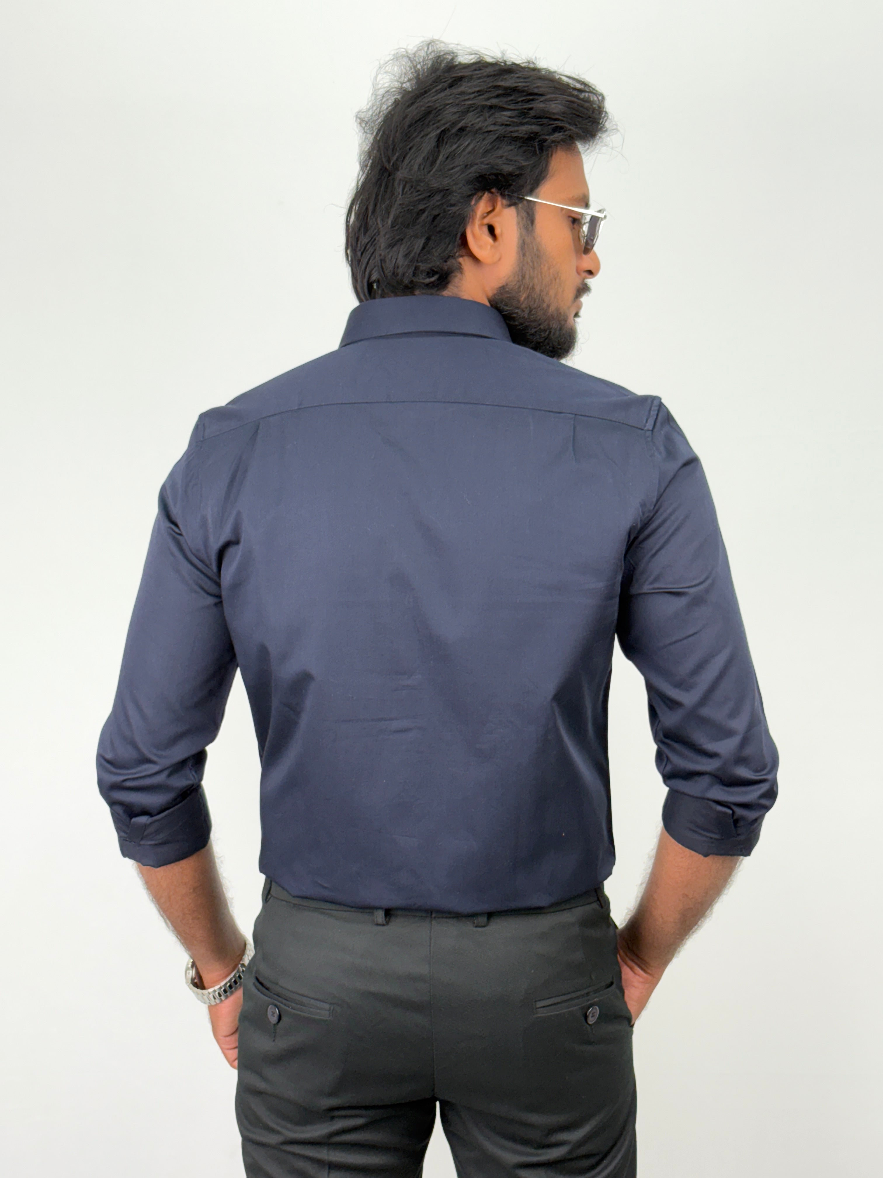 Navy Satin Shirt