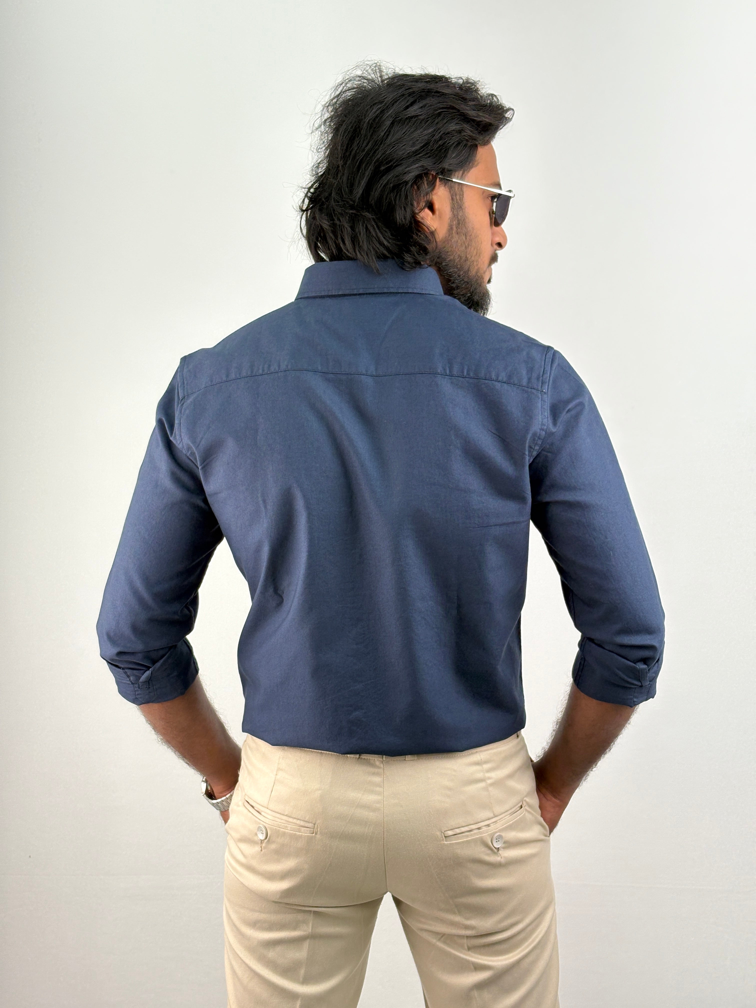 Navy Plain Oxford Shirt 2