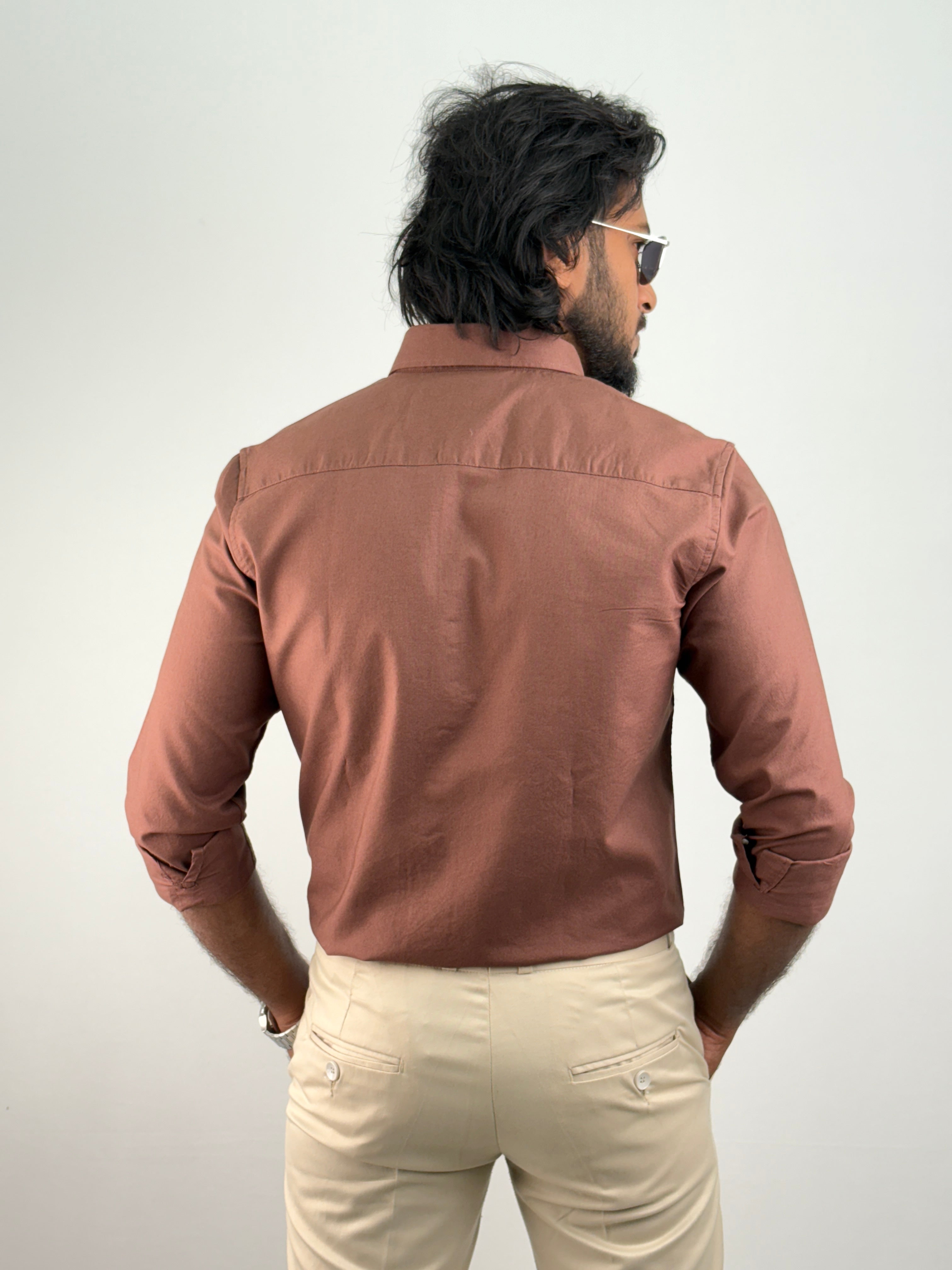 Brown Plain Oxford Shirt 2