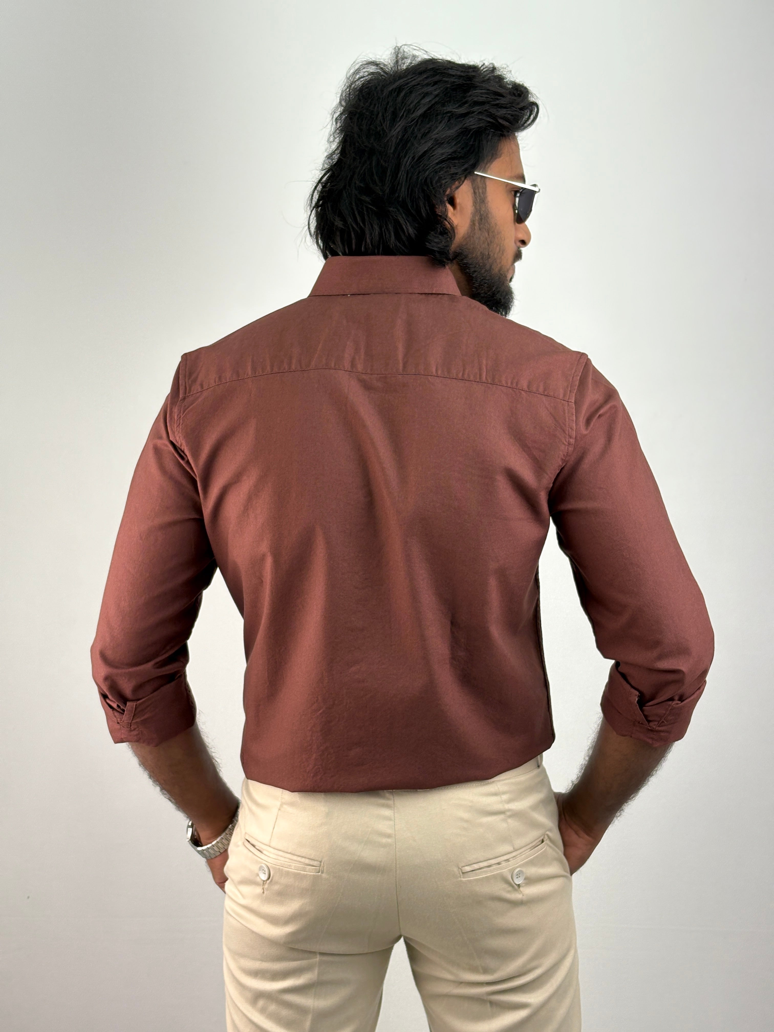 Chocolate Plain Oxford Shirt 2