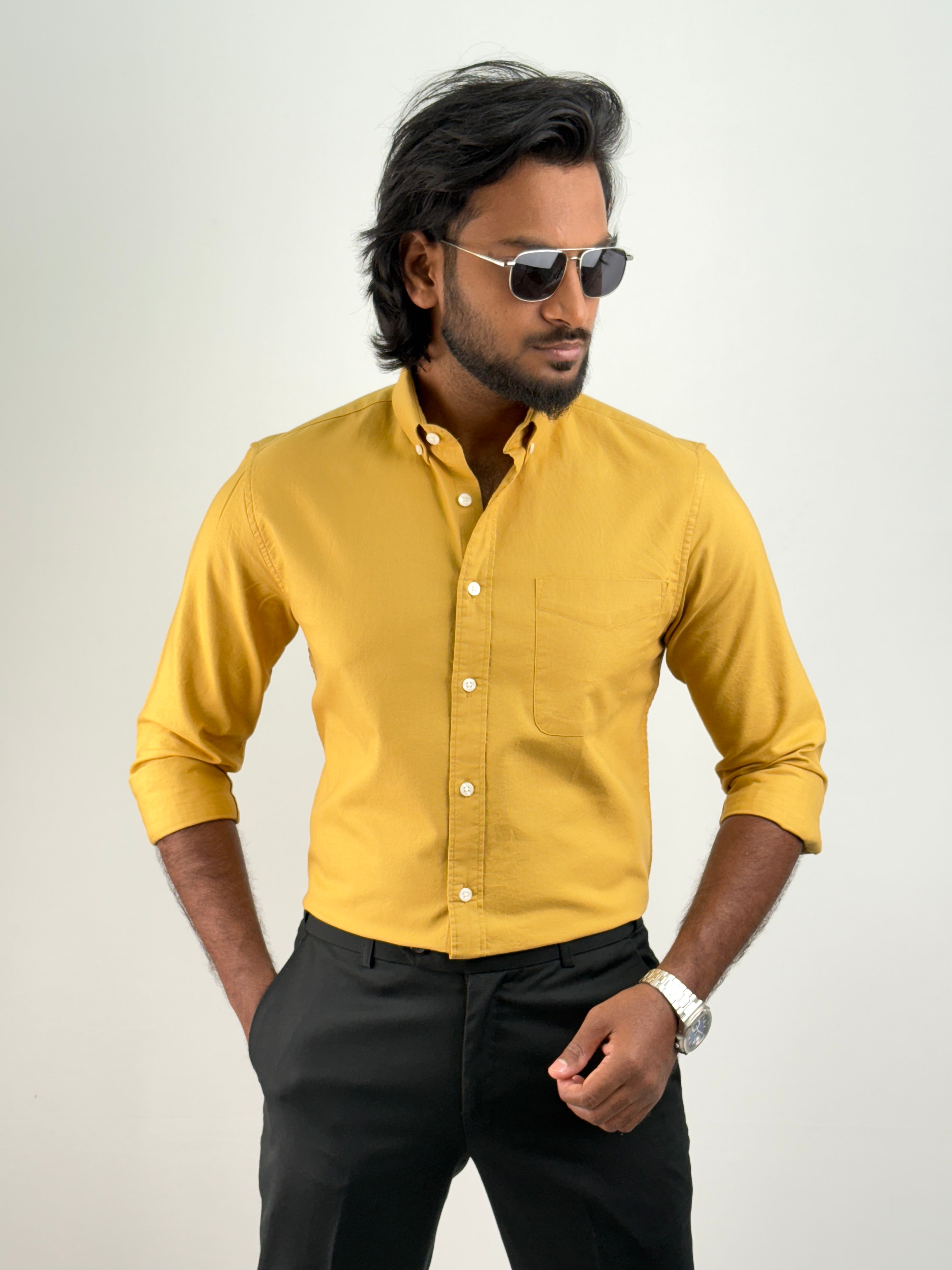 Mustard Plain Oxford Shirt 2