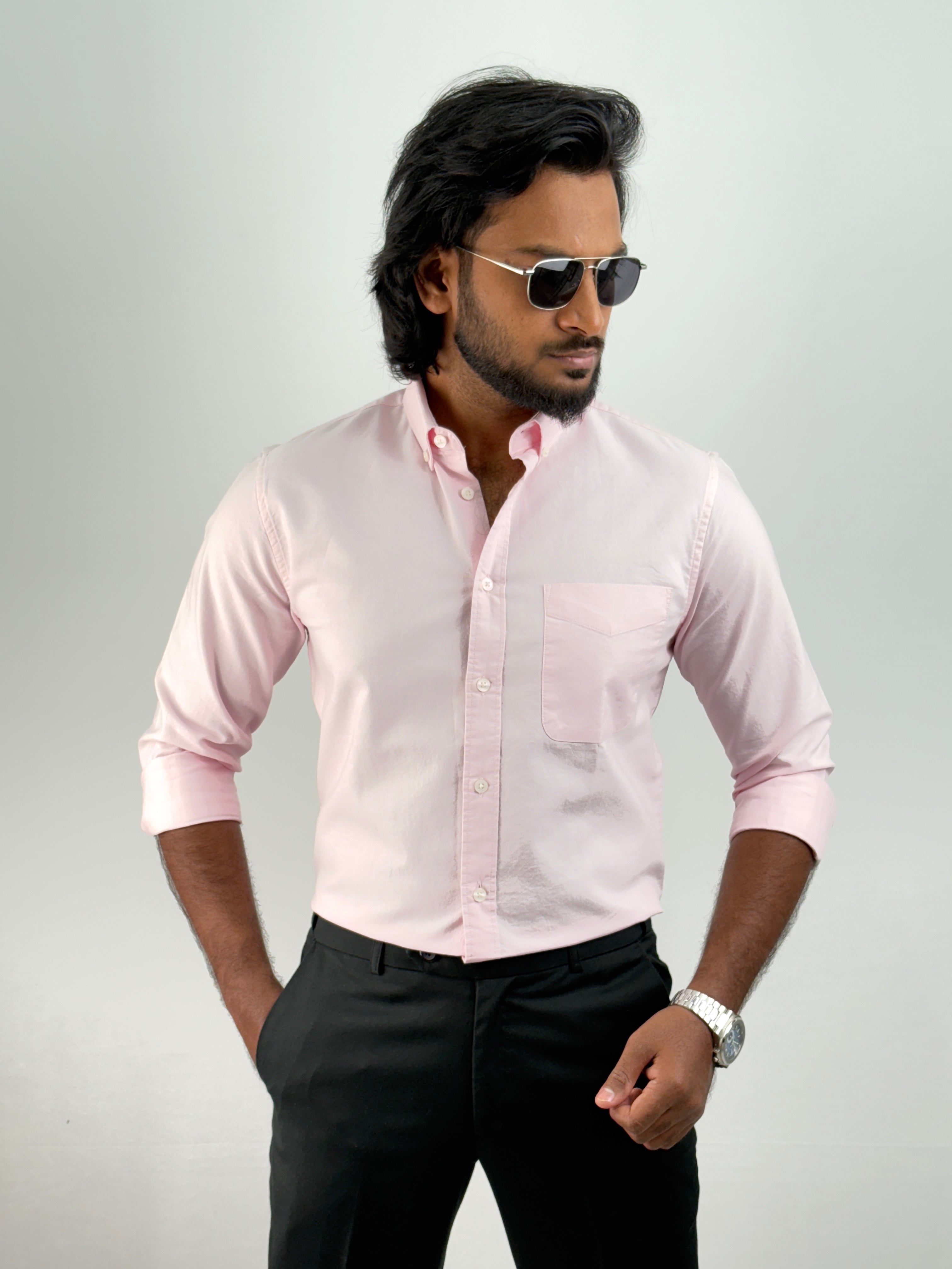 Pink Plain Oxford Shirt 2