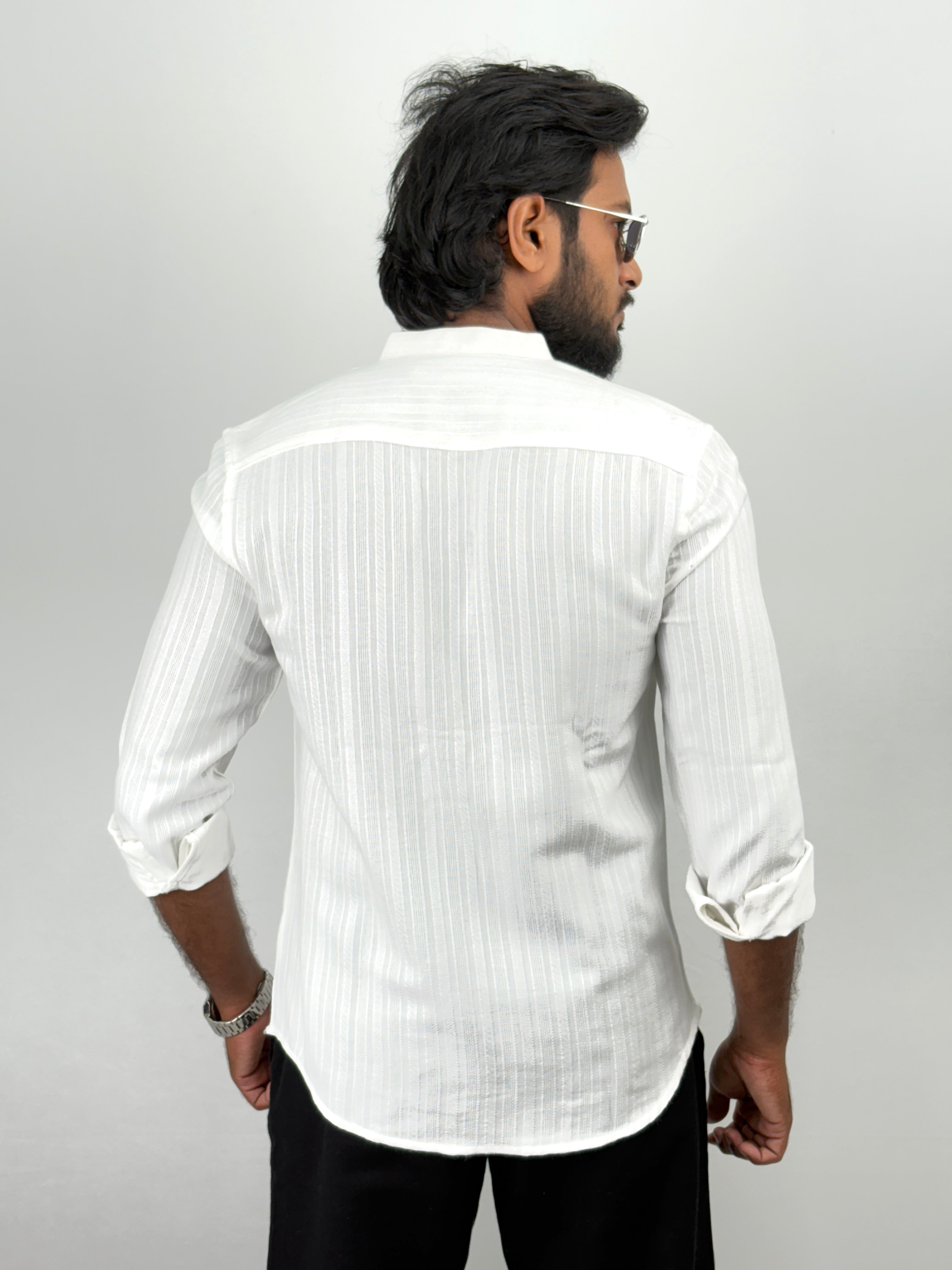 White Mandarin Collar shirt