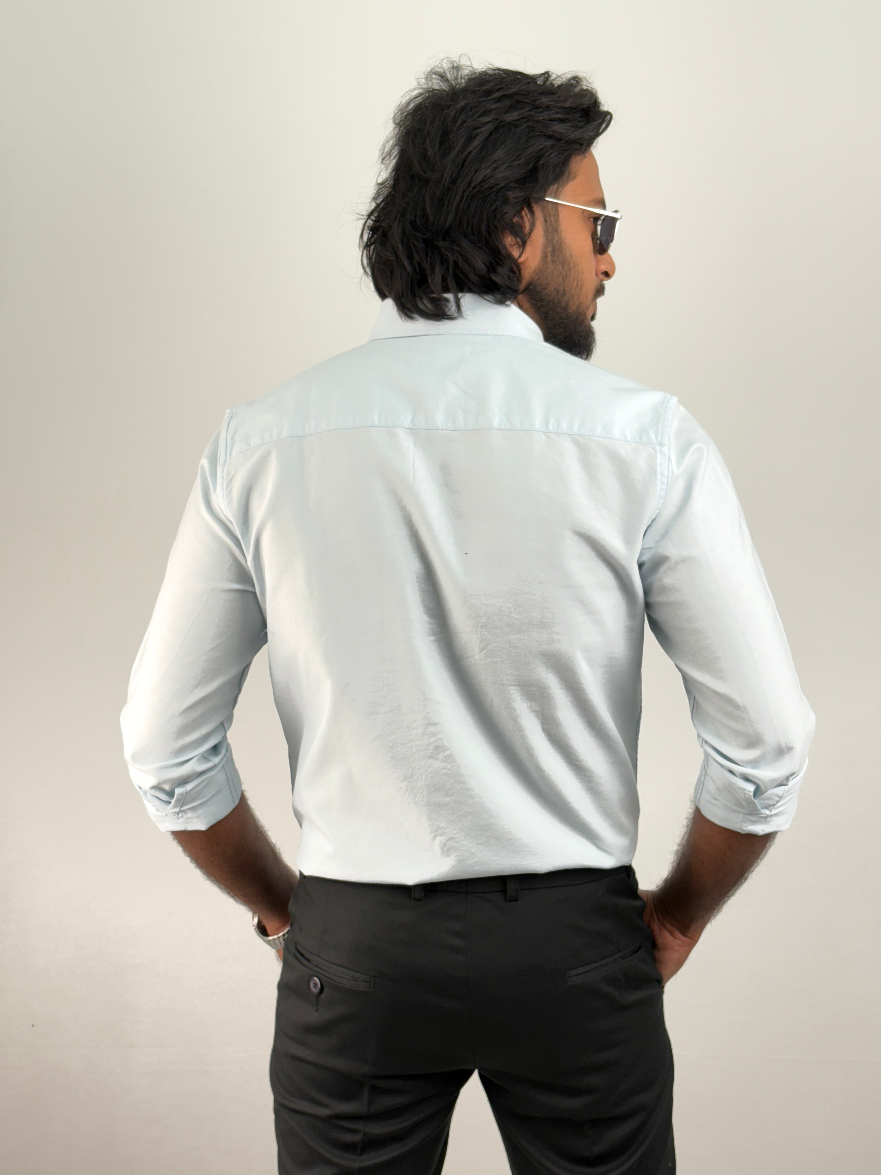 Powder Blue Plain Oxford Shirt 2