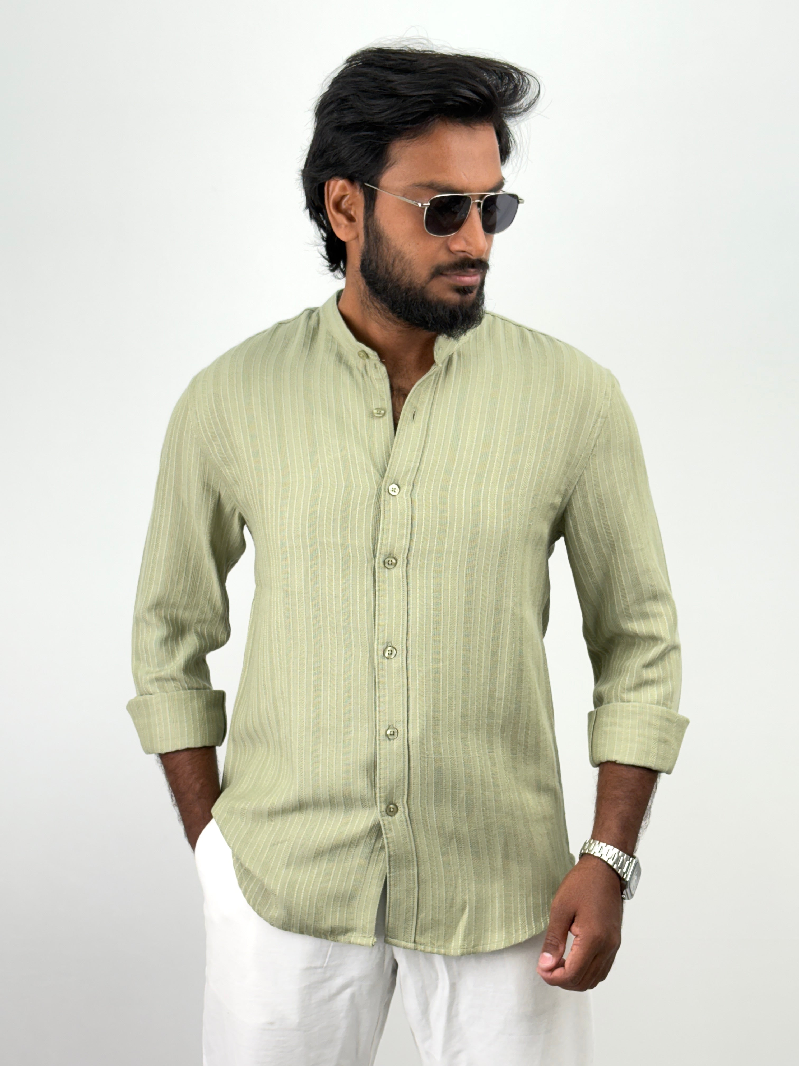 Slate Green Mandarin Collar shirt