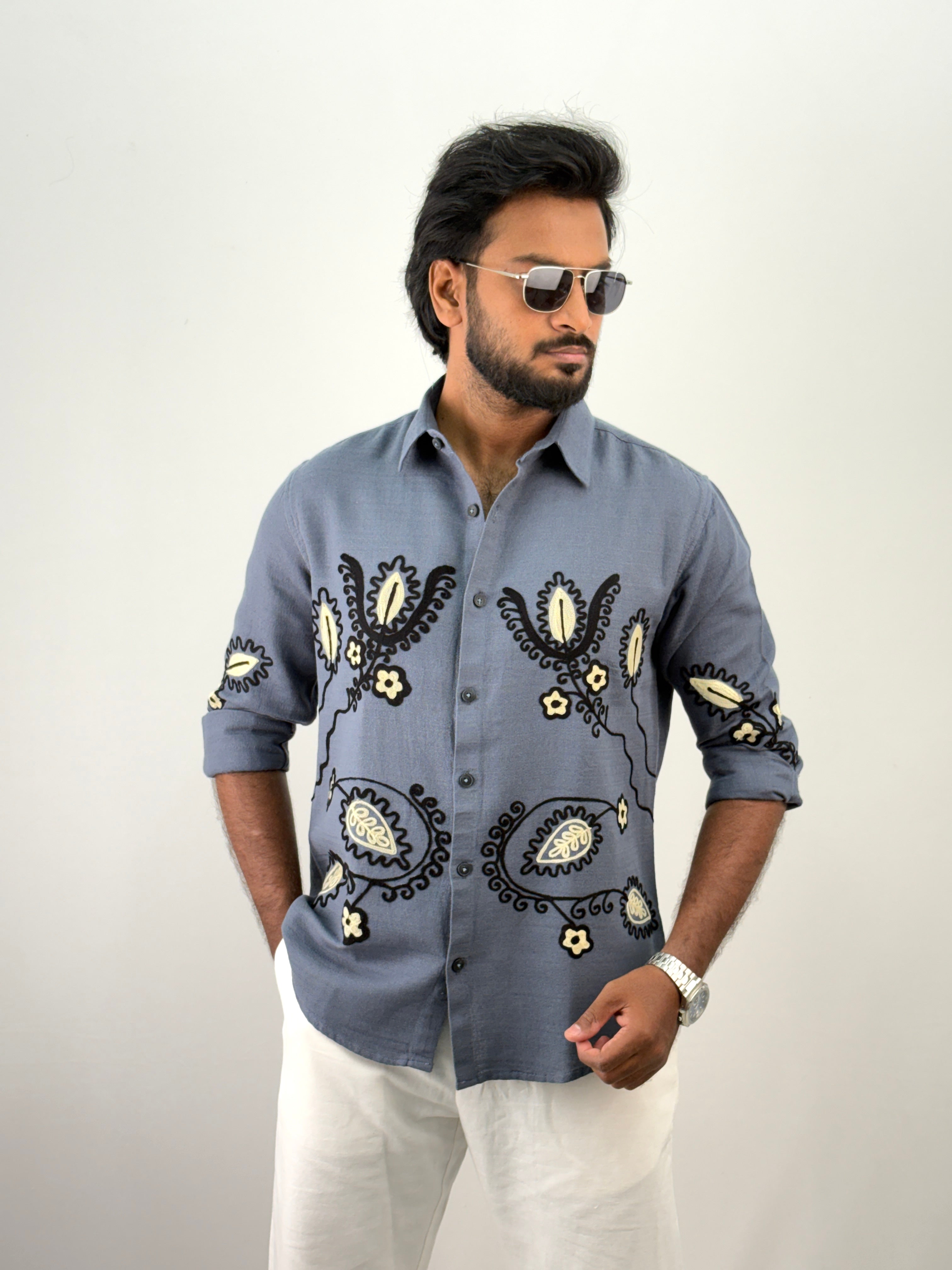 Navy Embroidery Shirt