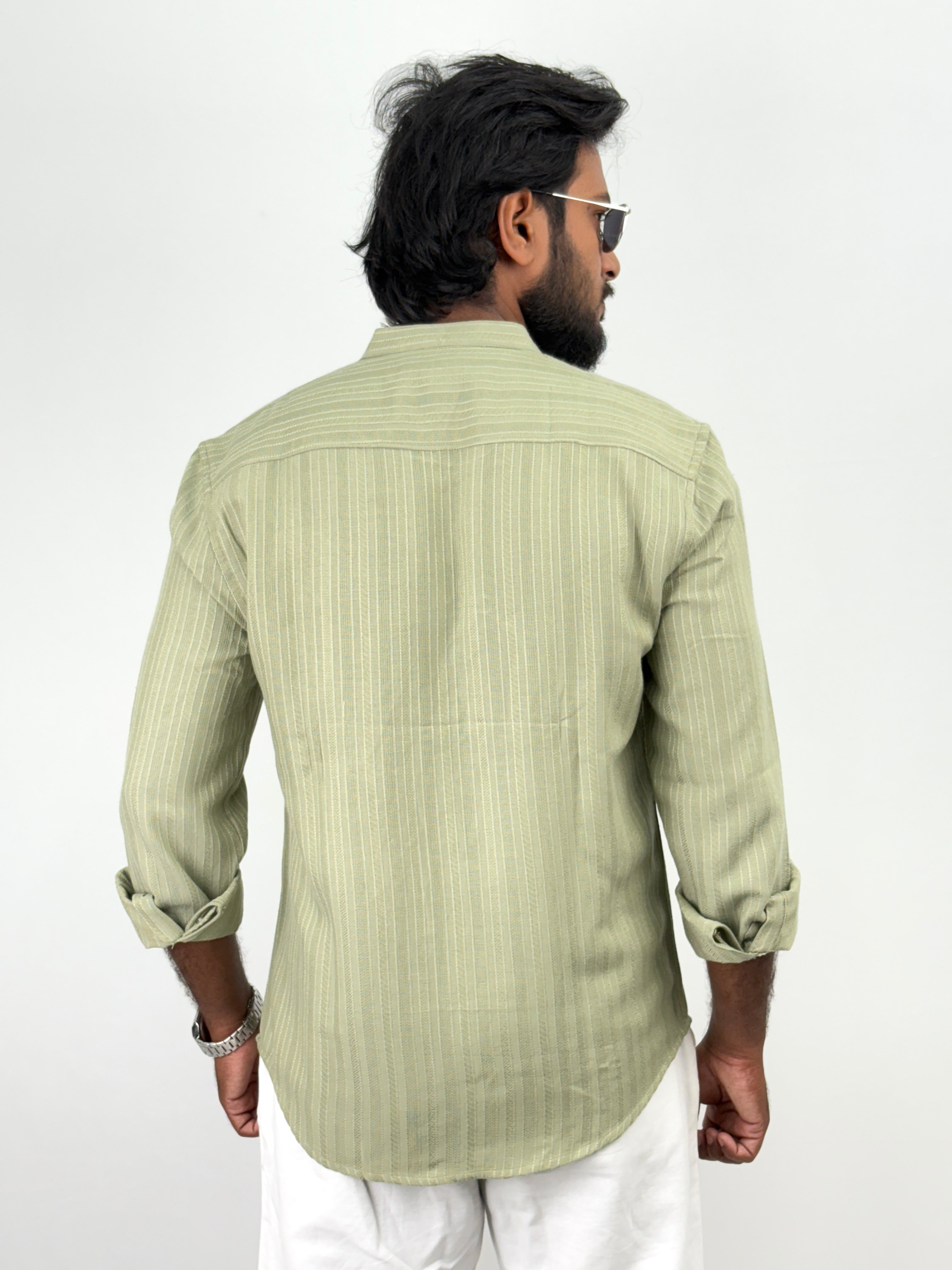 Slate Green Mandarin Collar shirt