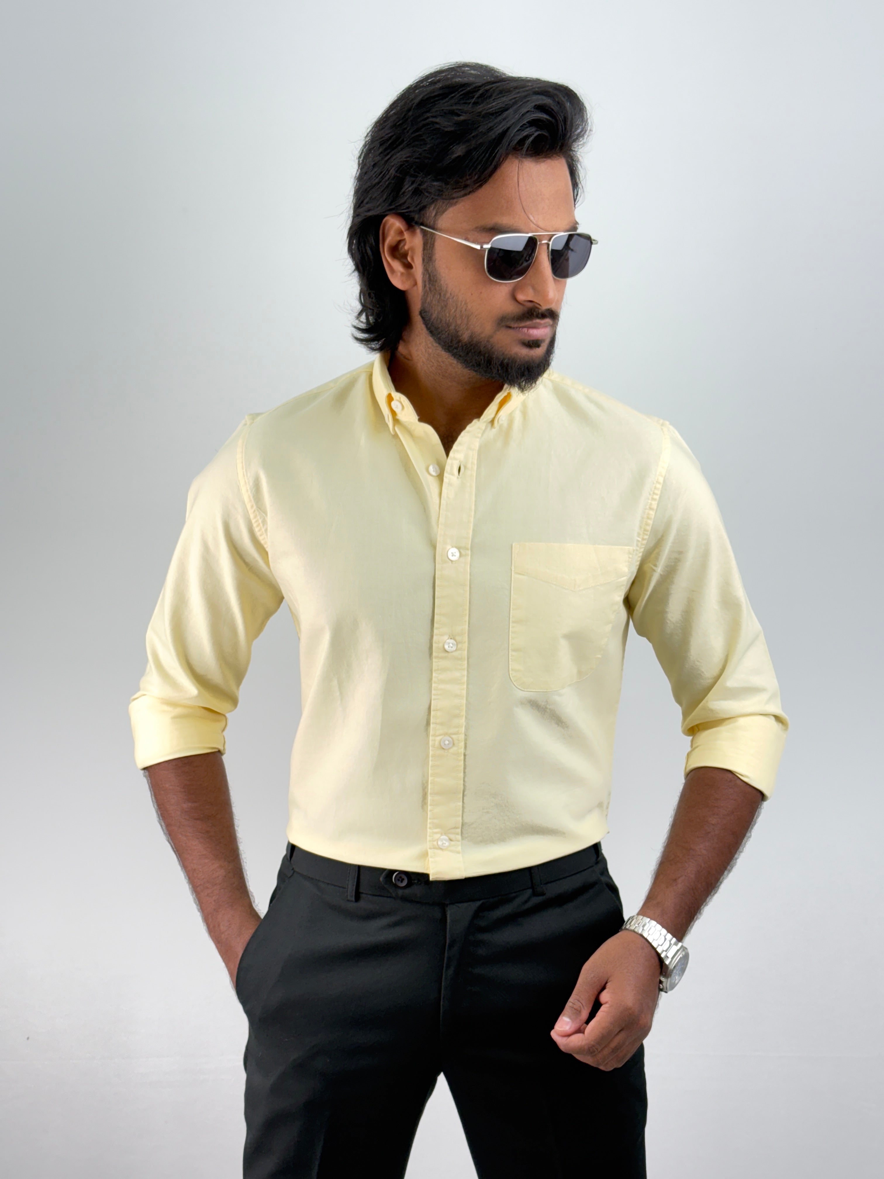 Yellow Plain Oxford Shirt 2