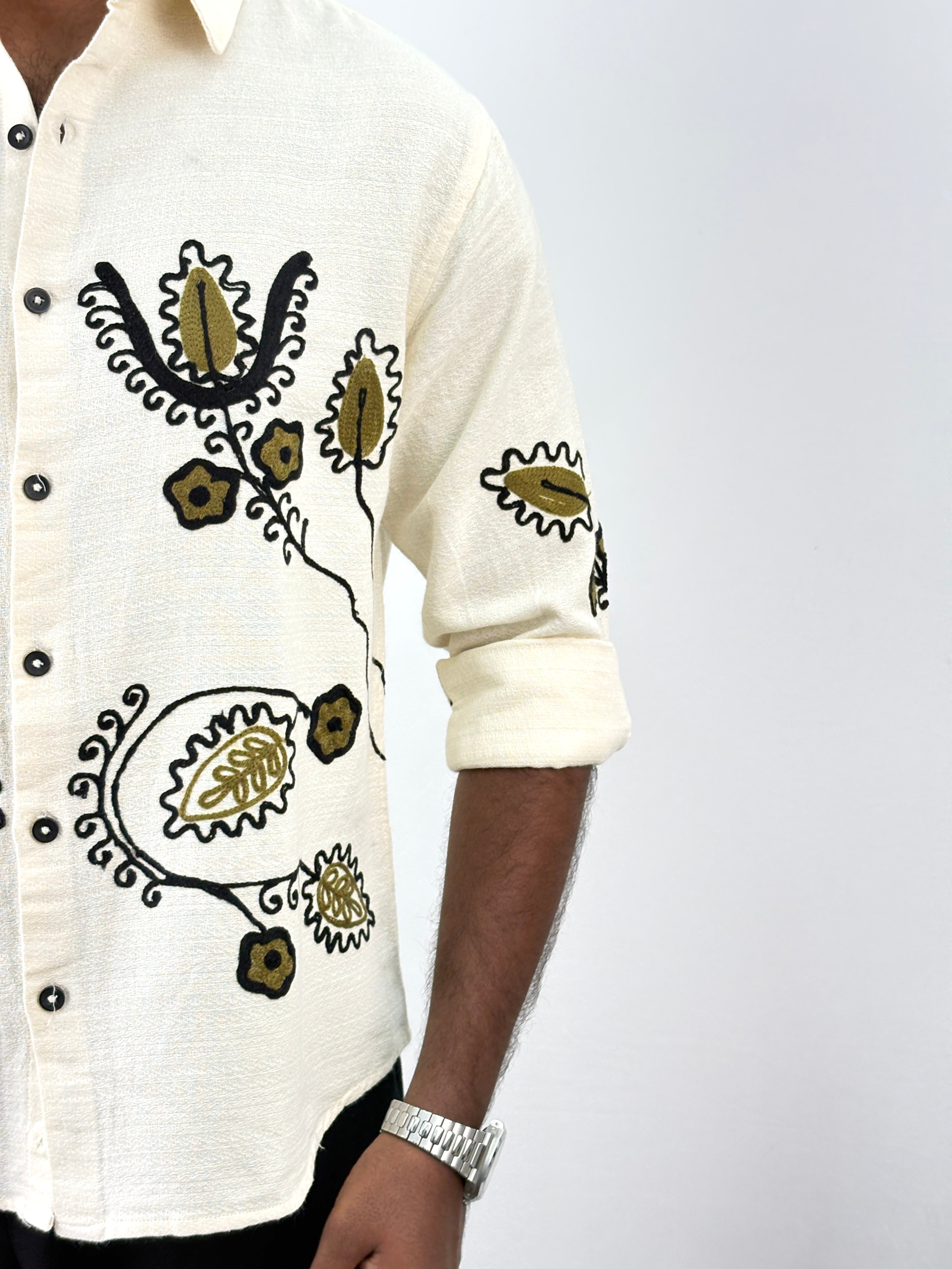 Cream Embroidery Shirt