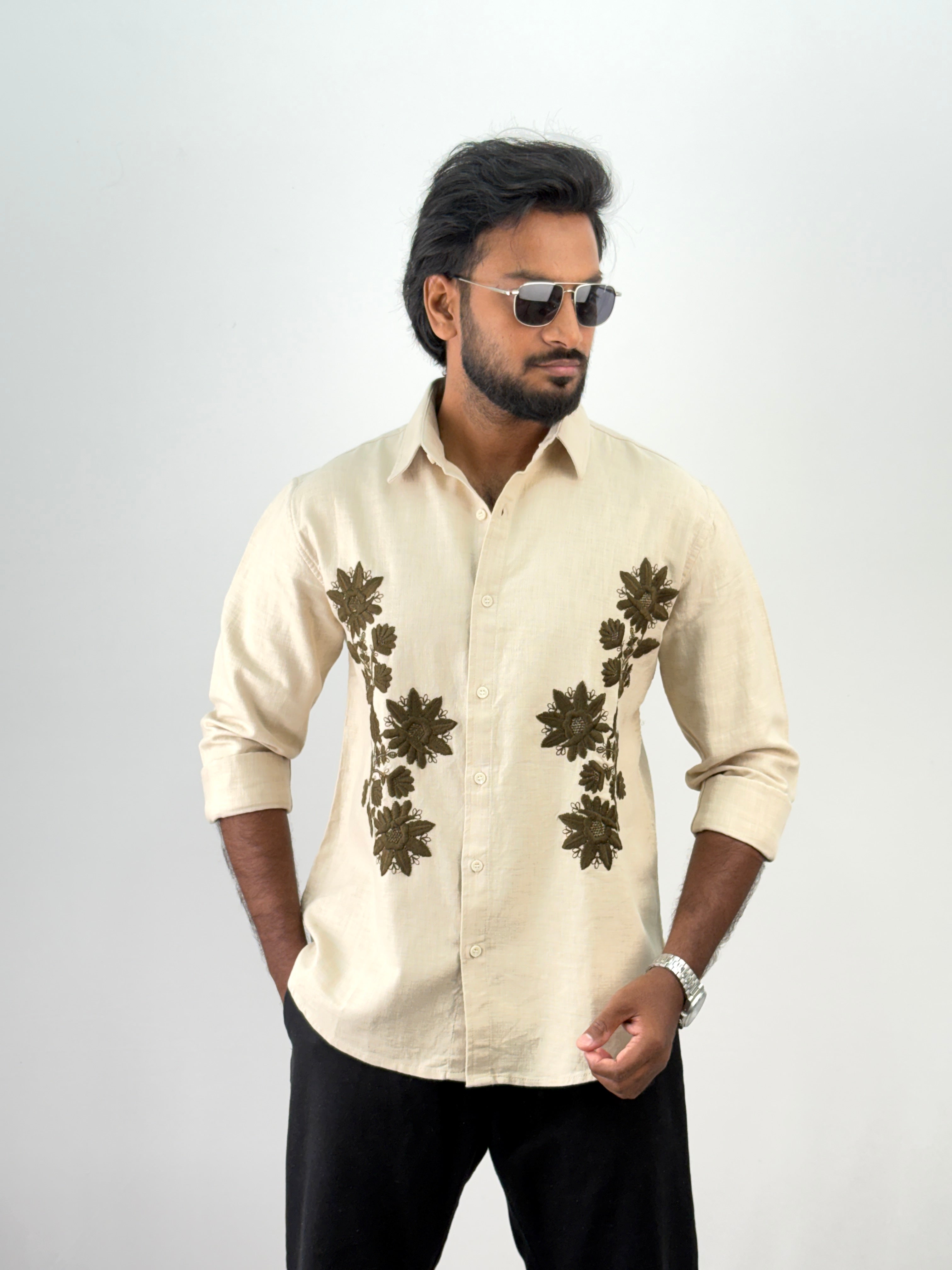 Beige Embroidery Shirt