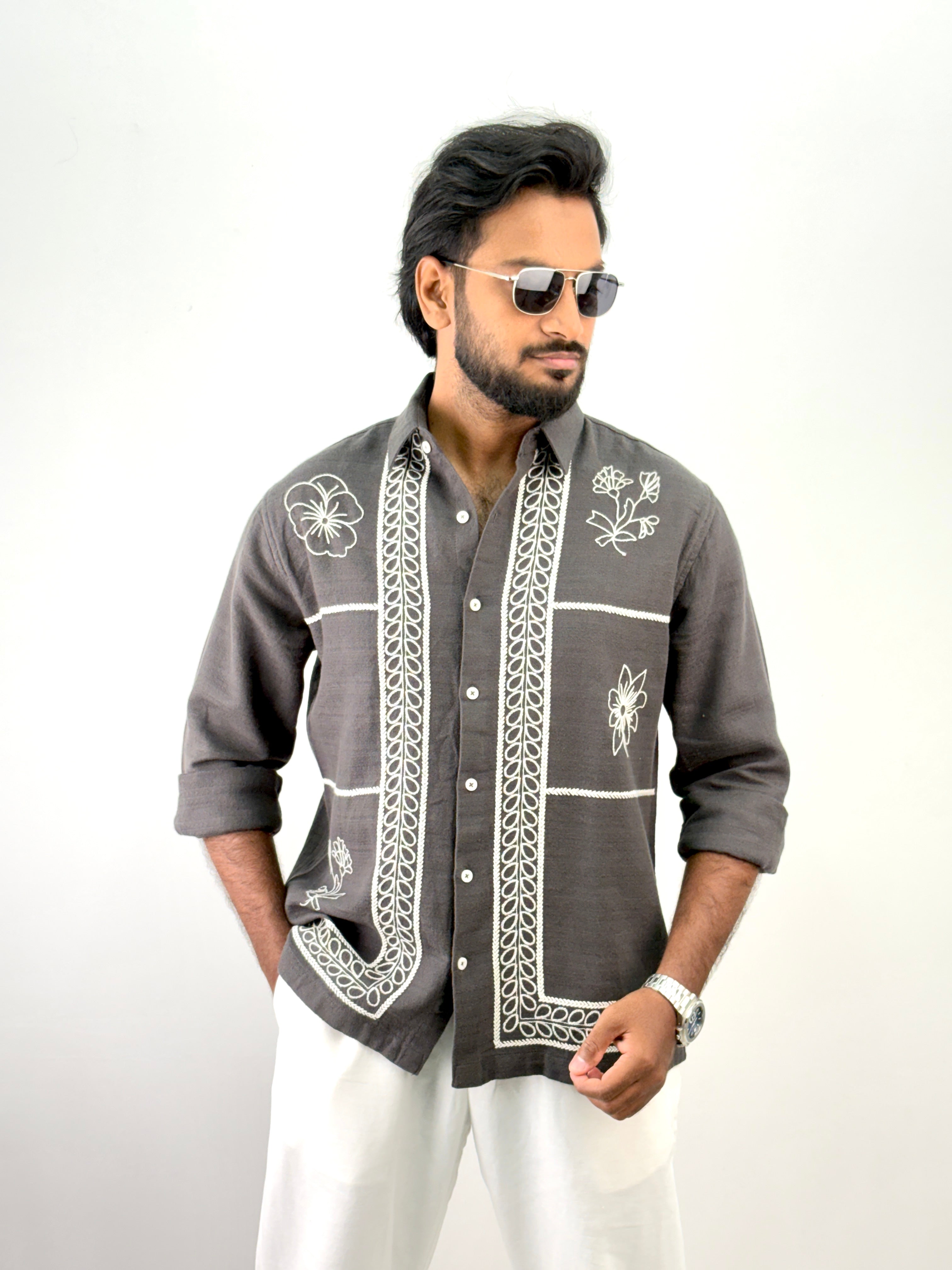 Grey Embroidery Shirt