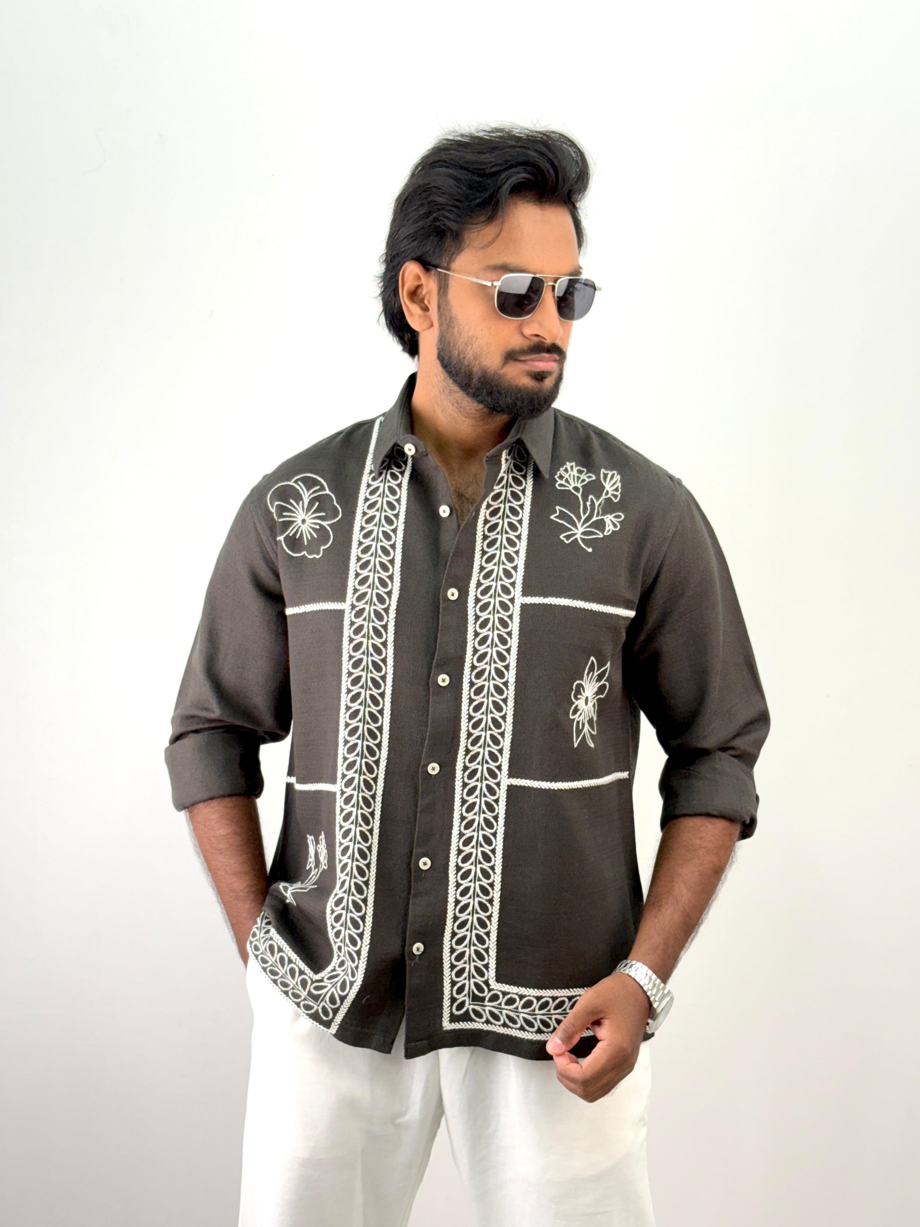 Green Embroidery Shirt