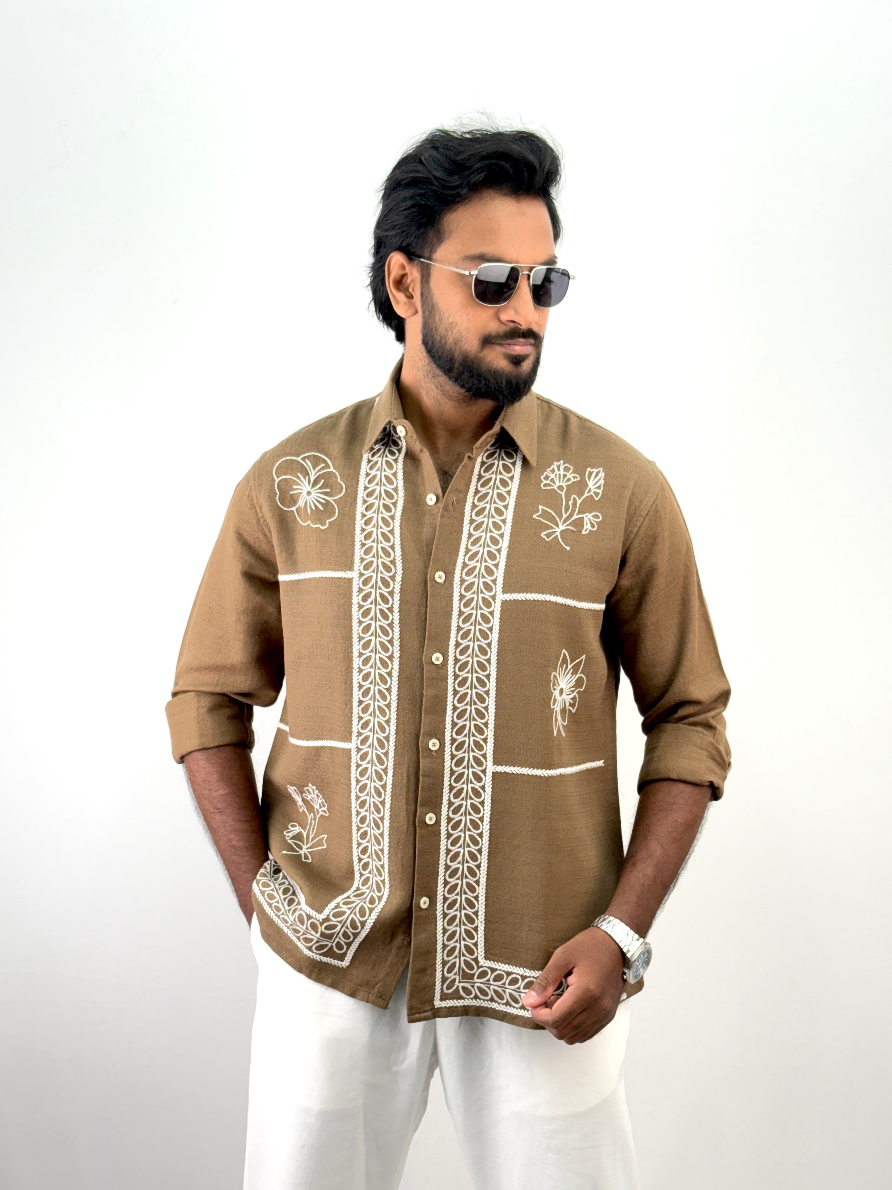 Khaki Embroidery Shirt