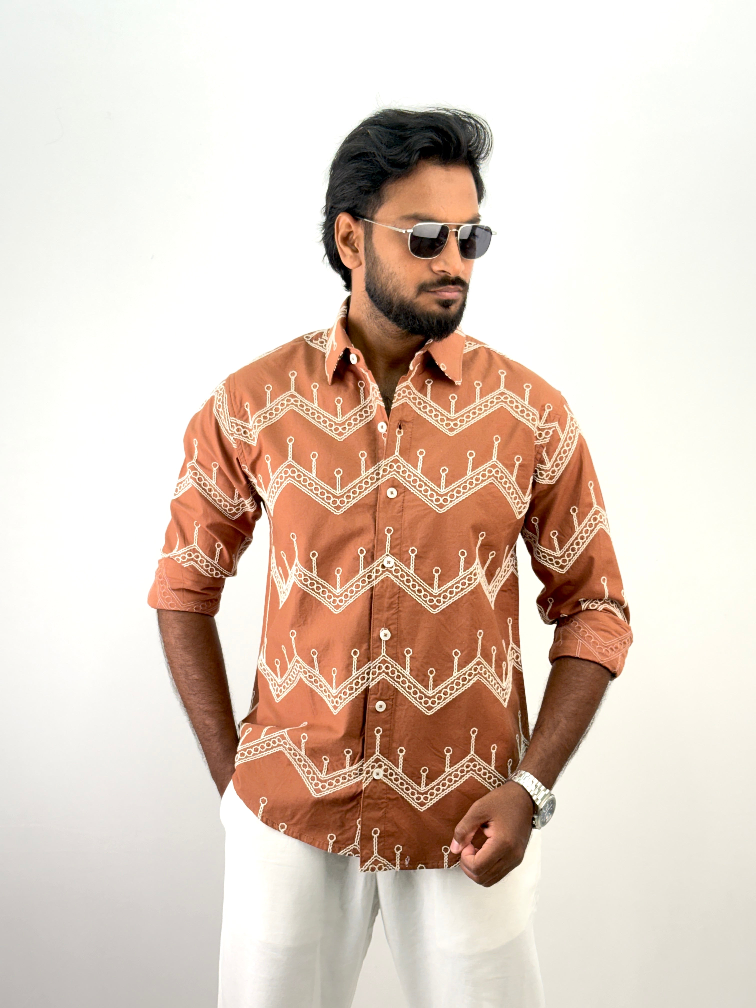 Rust Embroidery Shirt