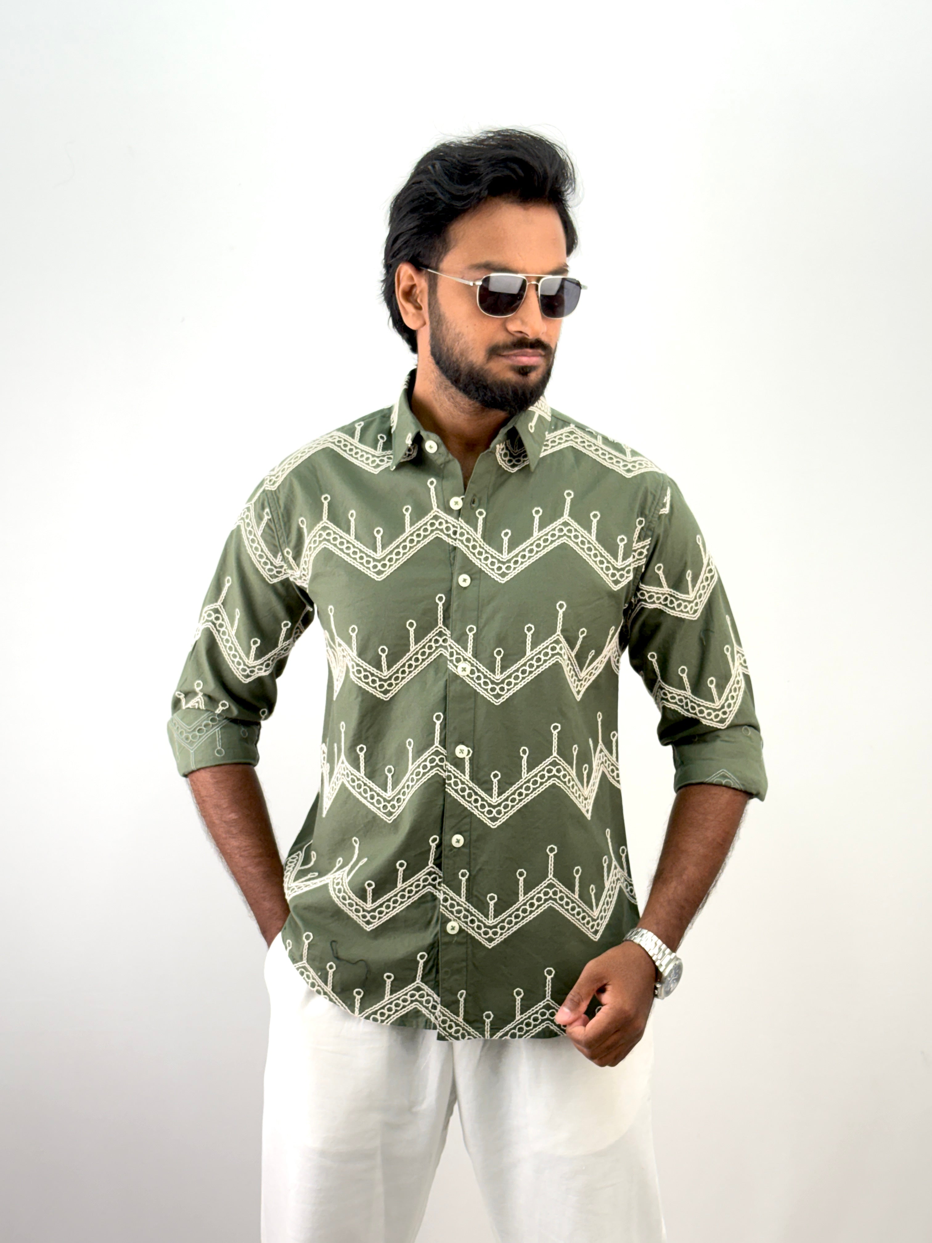 Green Embroidery Shirt