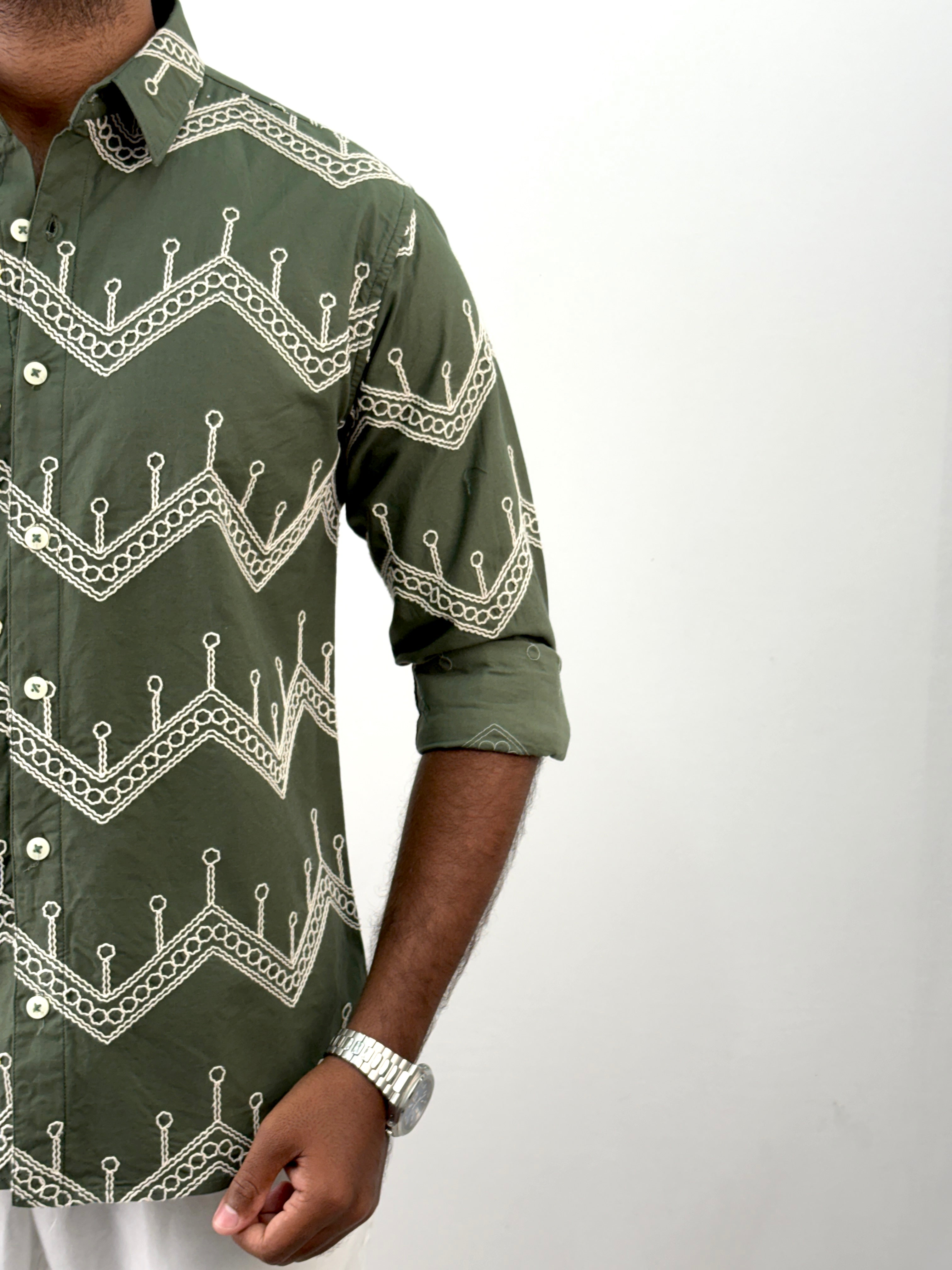 Green Embroidery Shirt
