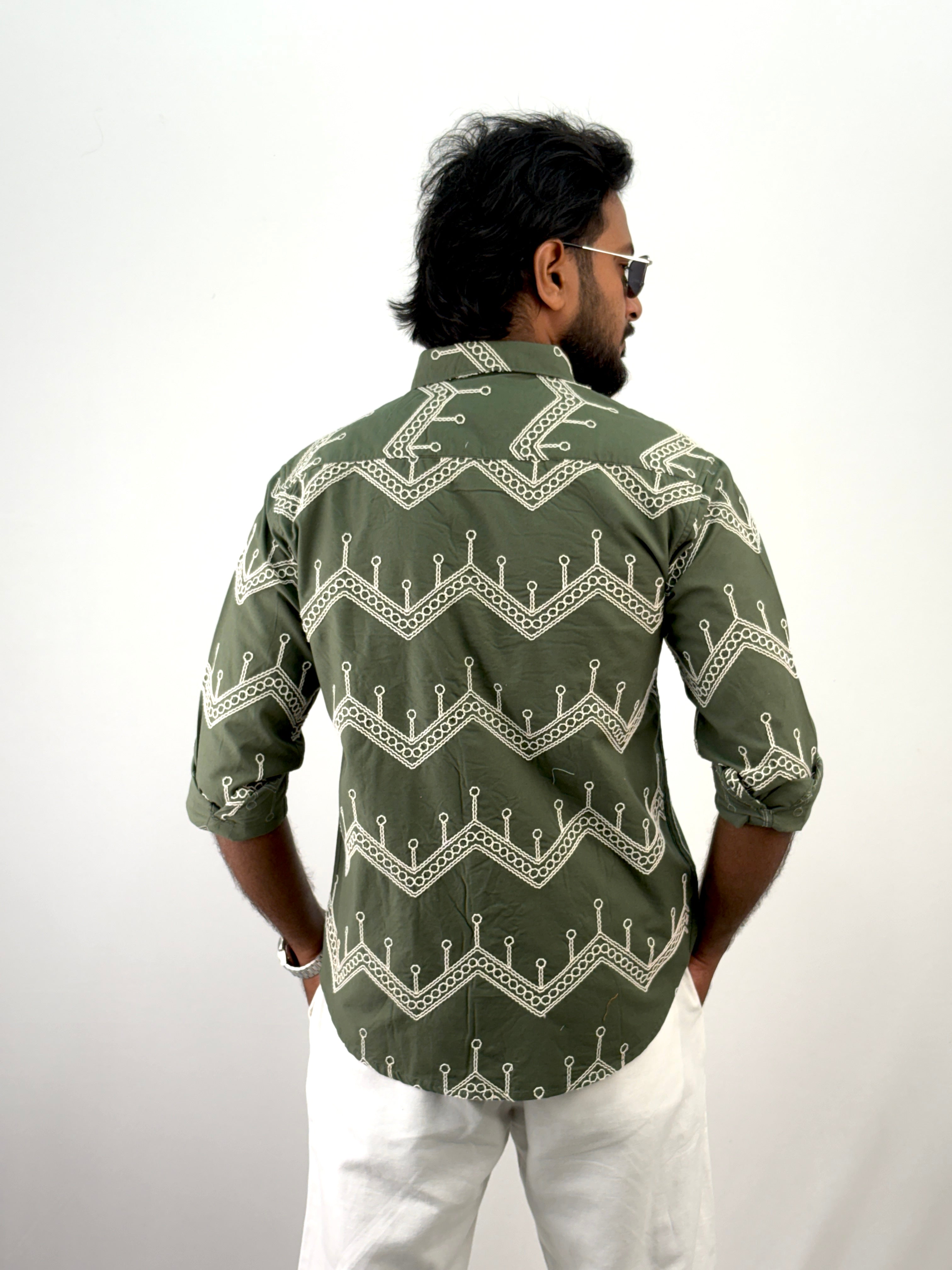 Green Embroidery Shirt