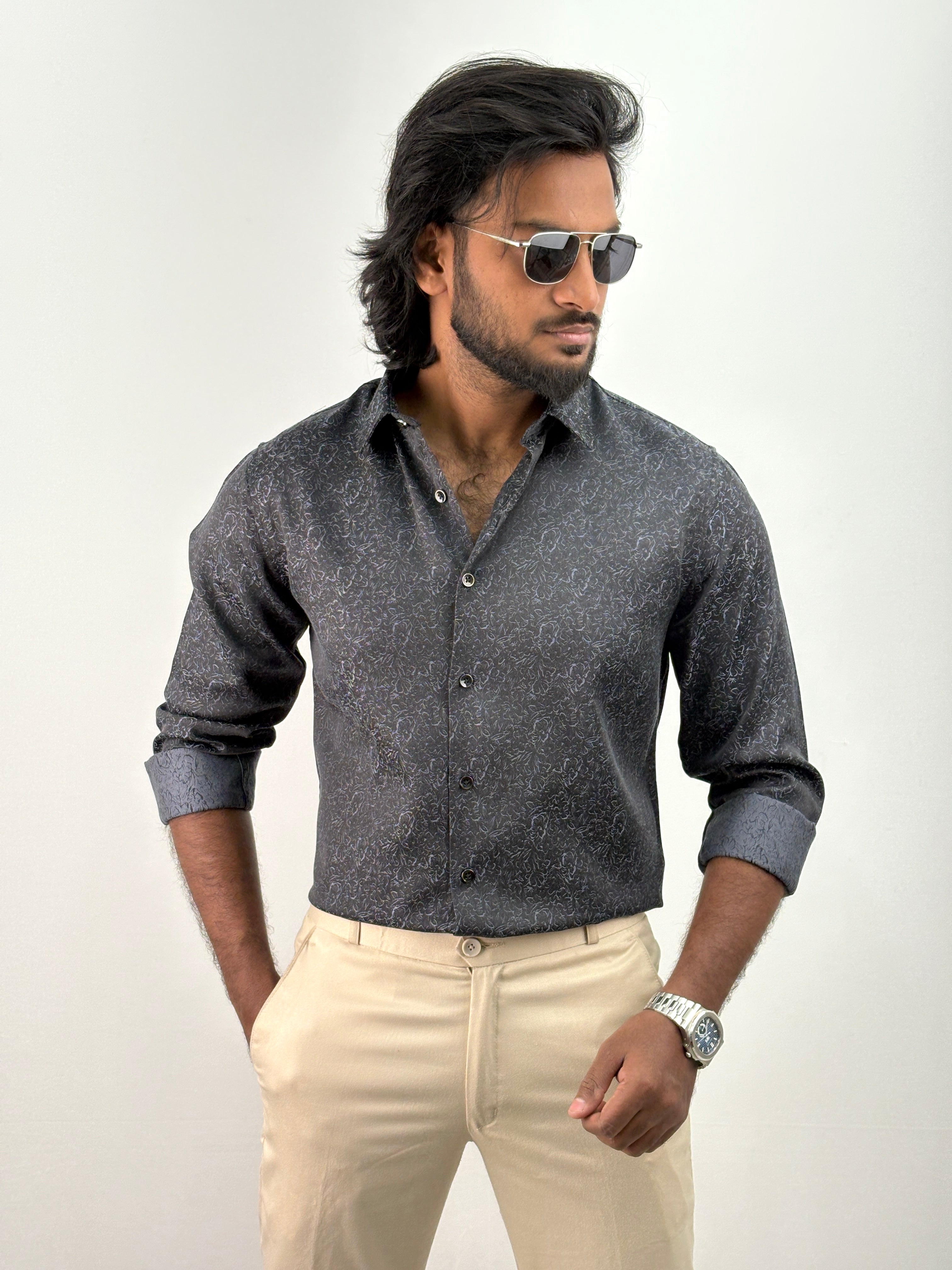 Black Floral Designer Shirt