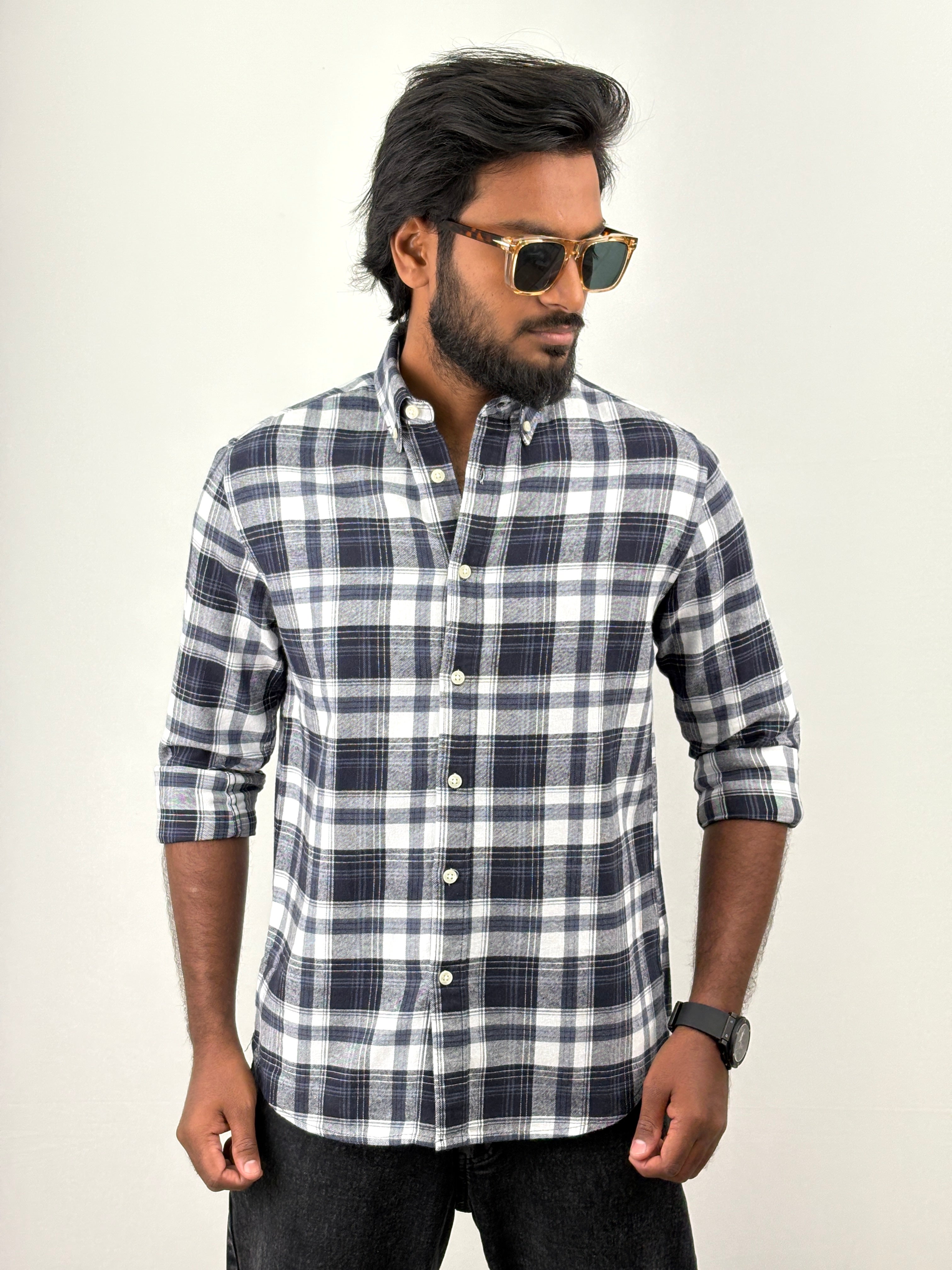 Blue White Flannel Shirt