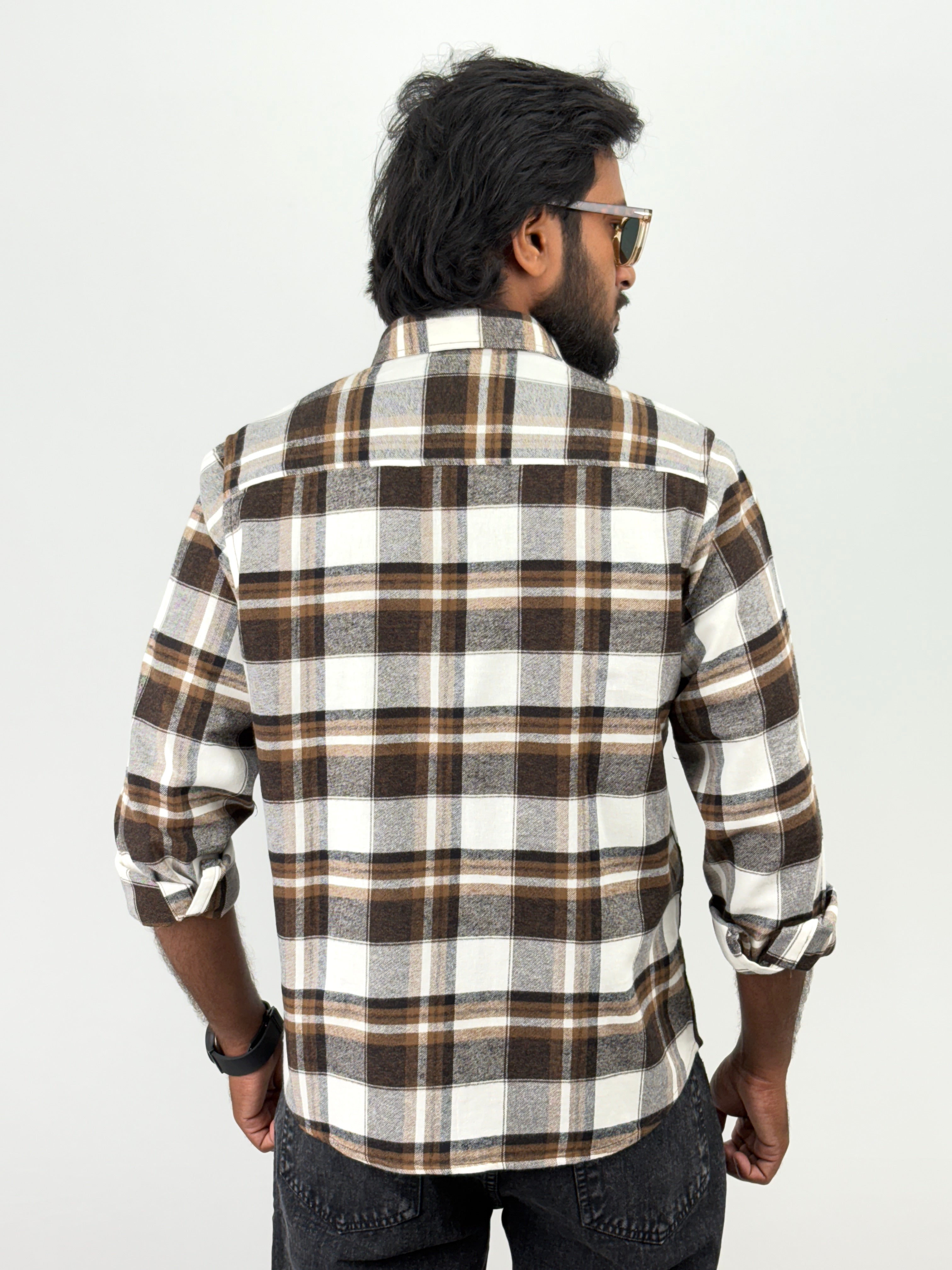 Brown White Flannel Shirt