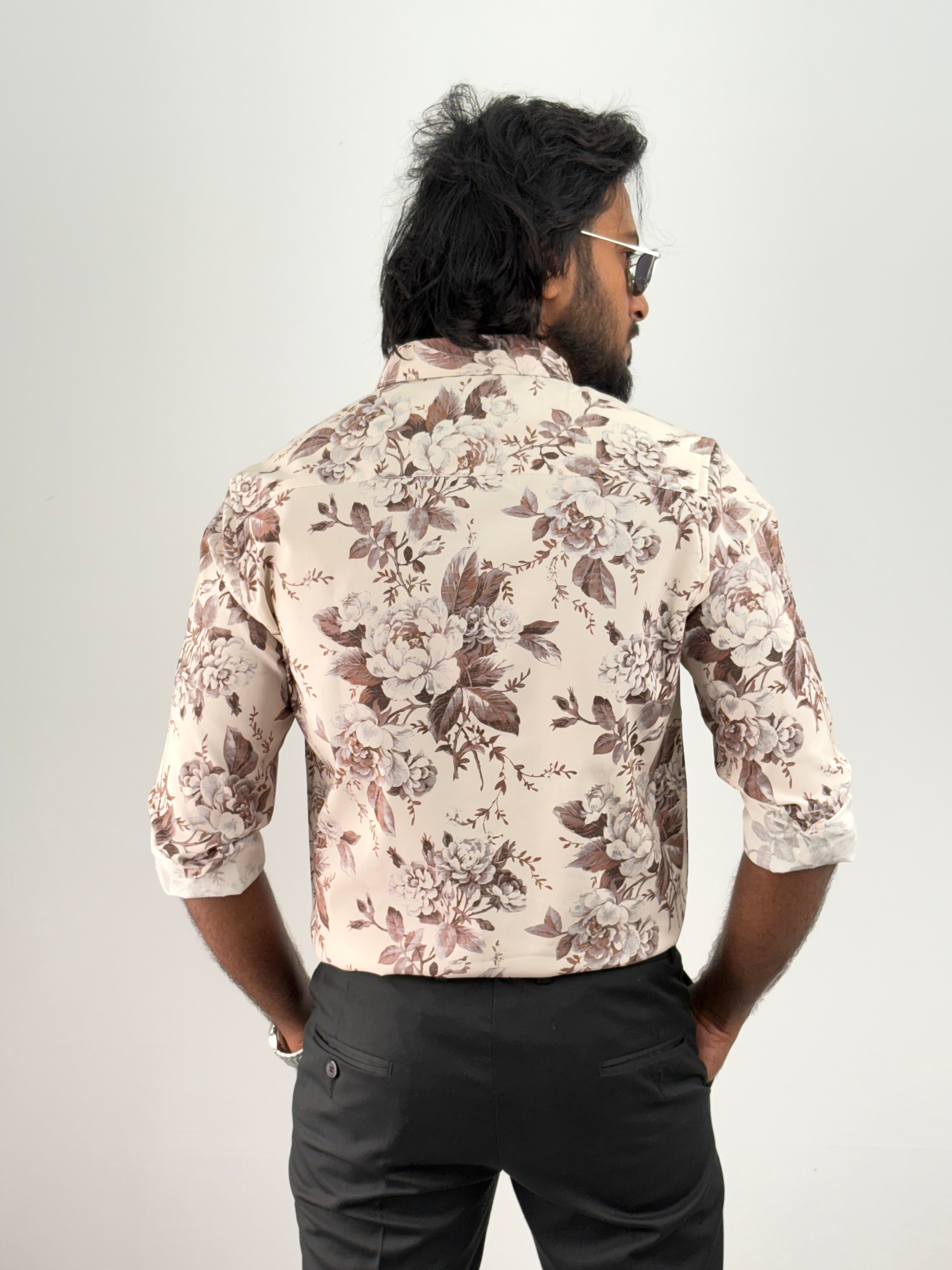 Beige Brown Printed Shirt