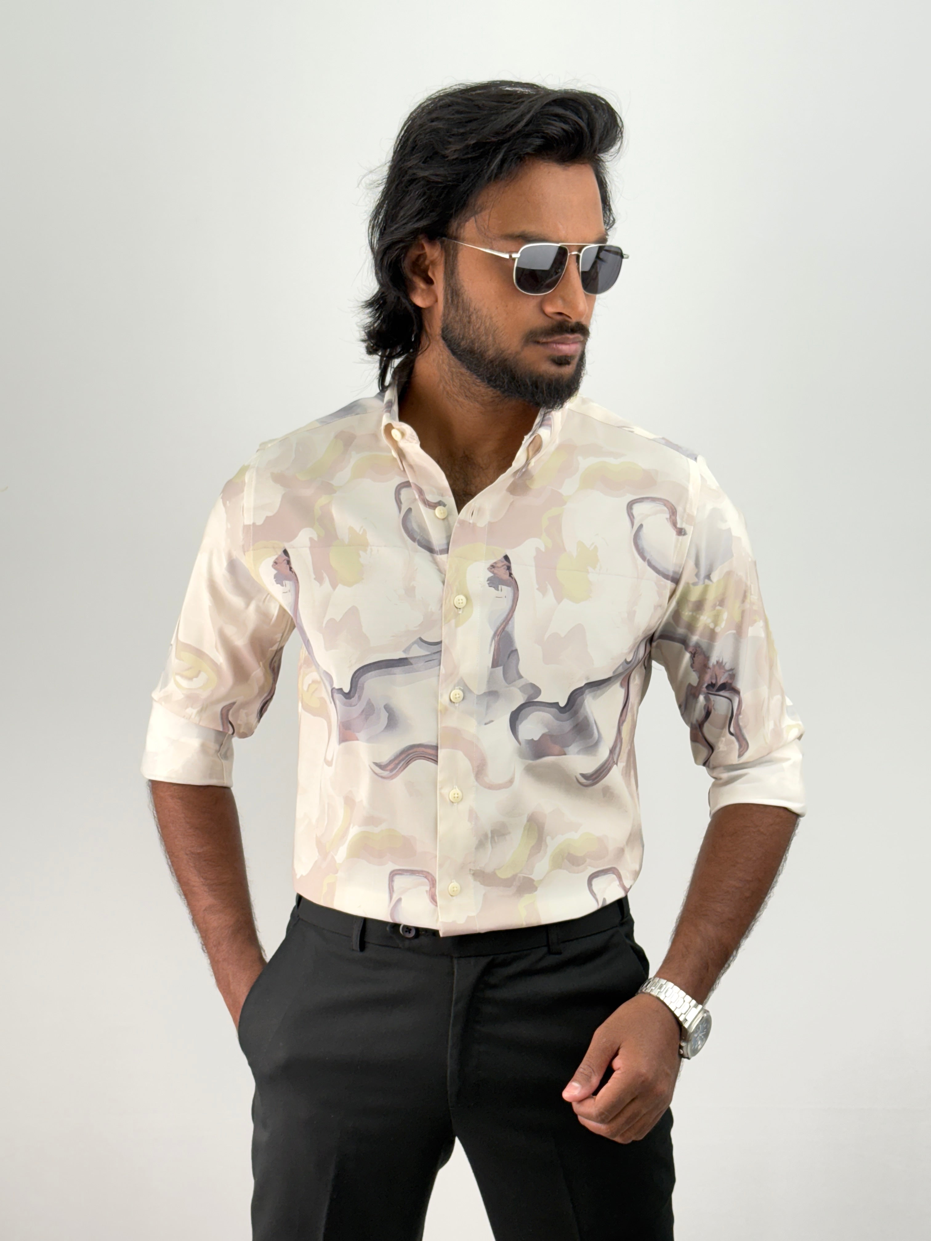 Beige Printed Shirt