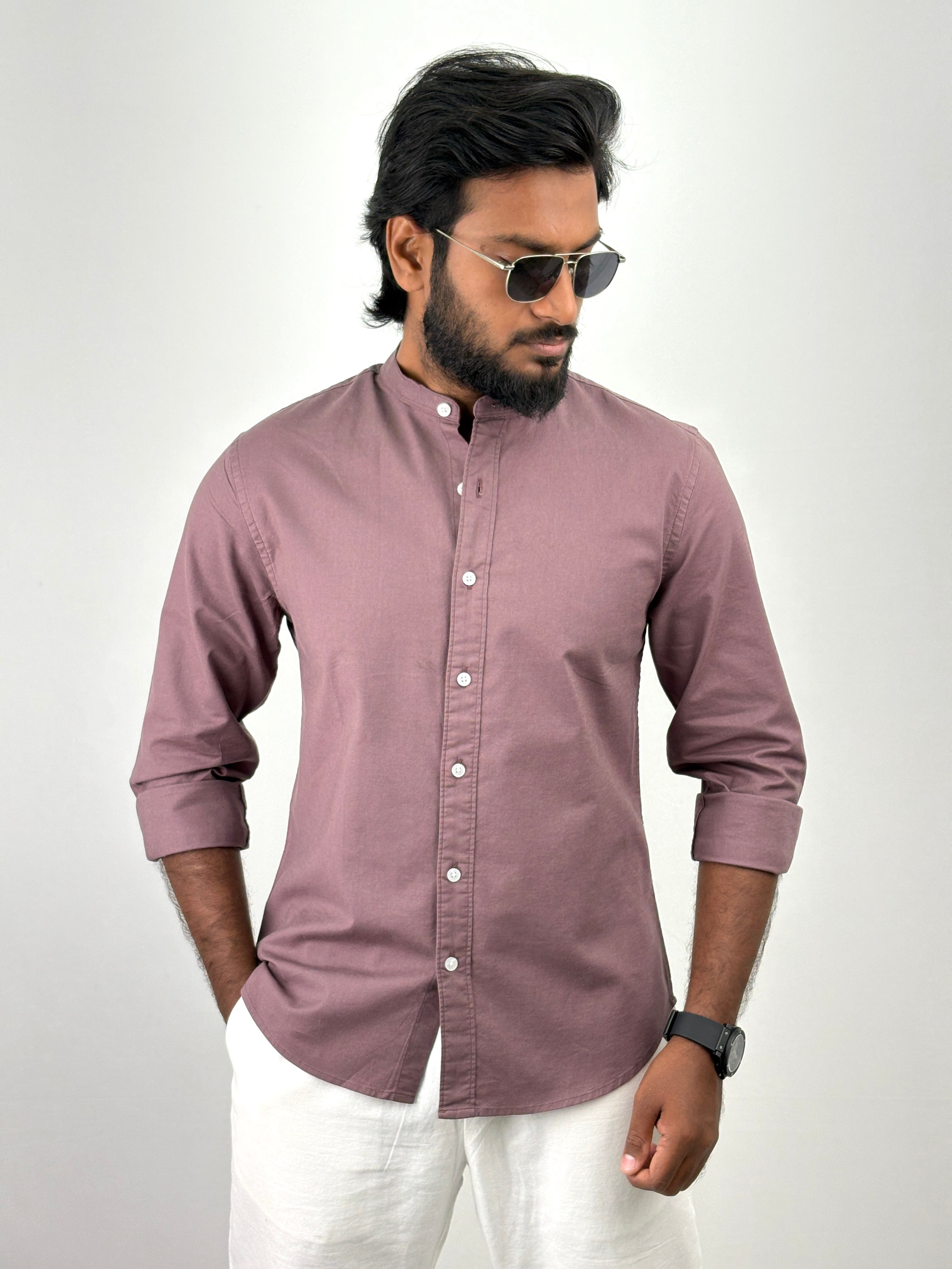 Mauve Mandarin Collar shirt