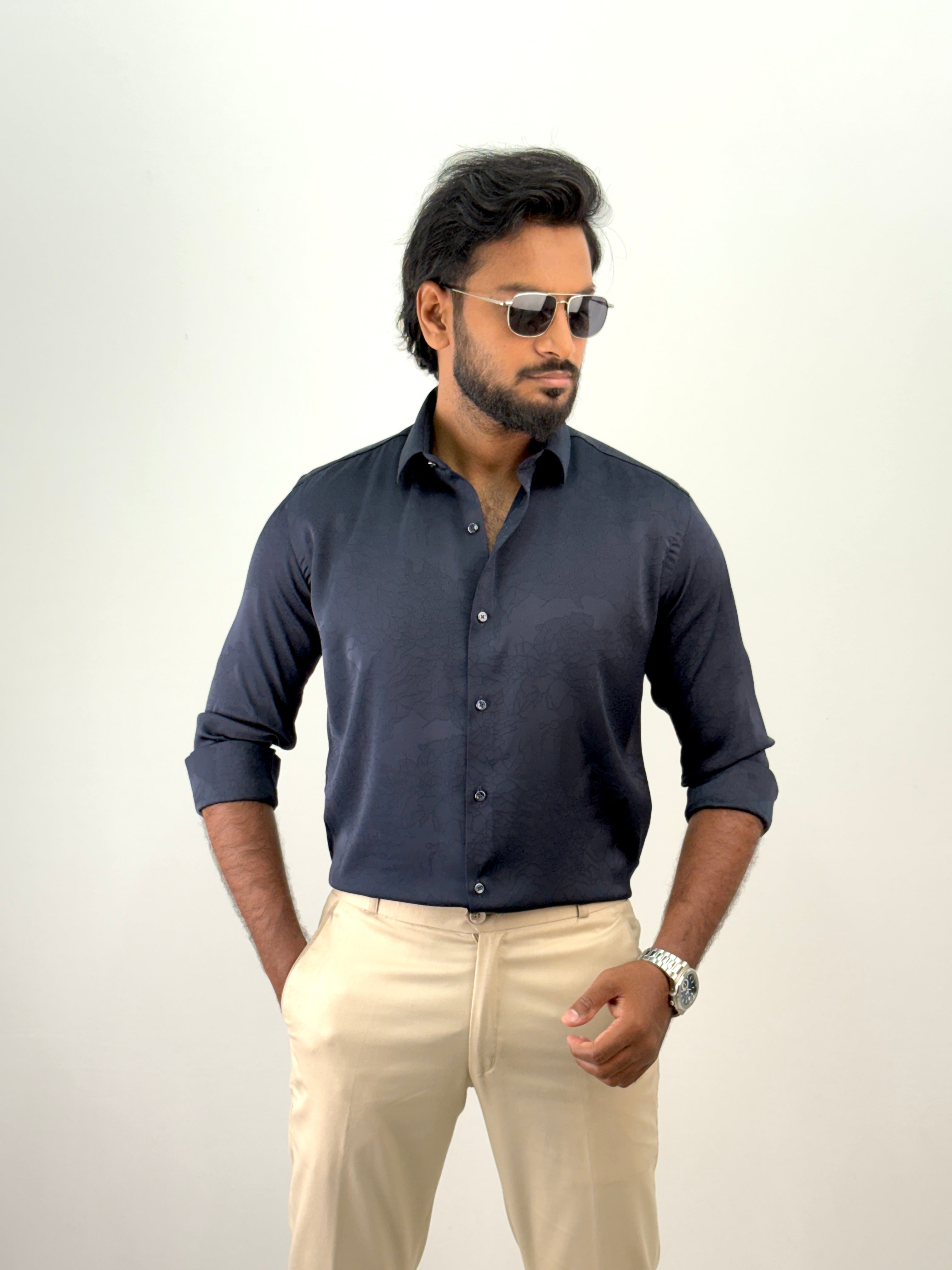 Navy Jacquard Shirt