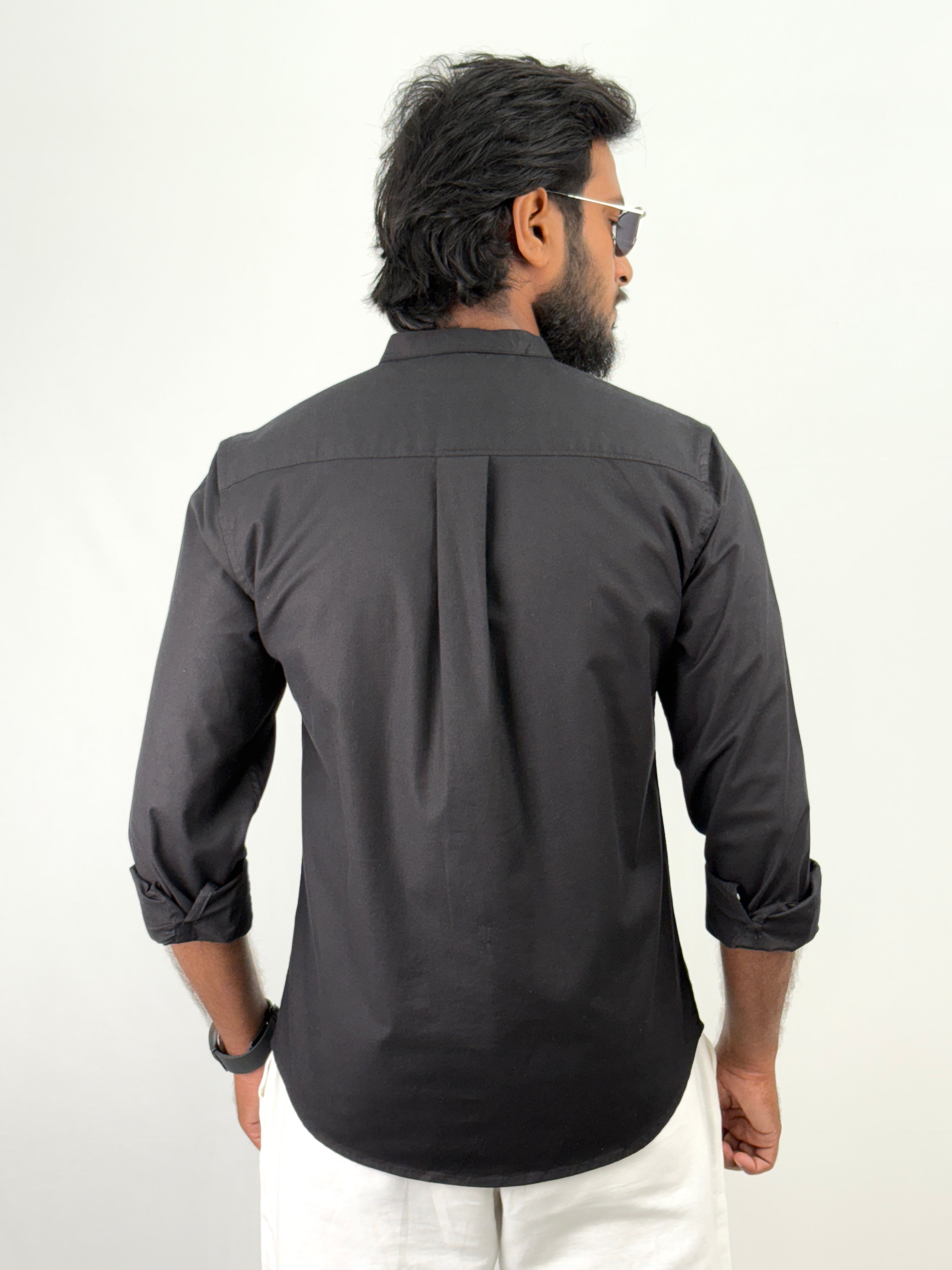 Black Mandarin Collar shirt