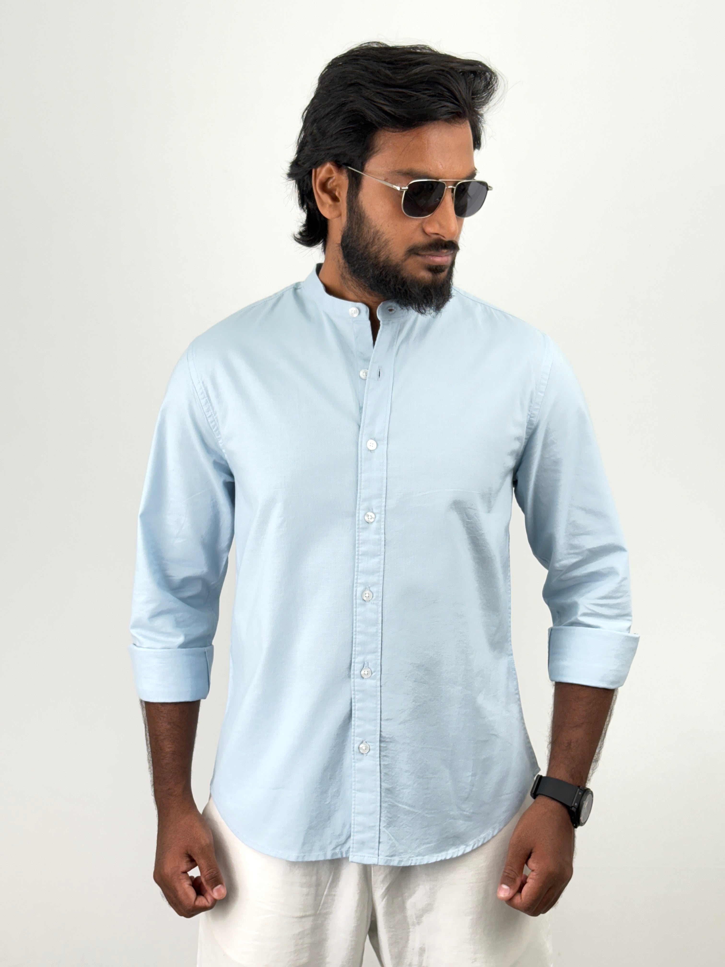 Powder Blue Mandarin Collar shirt