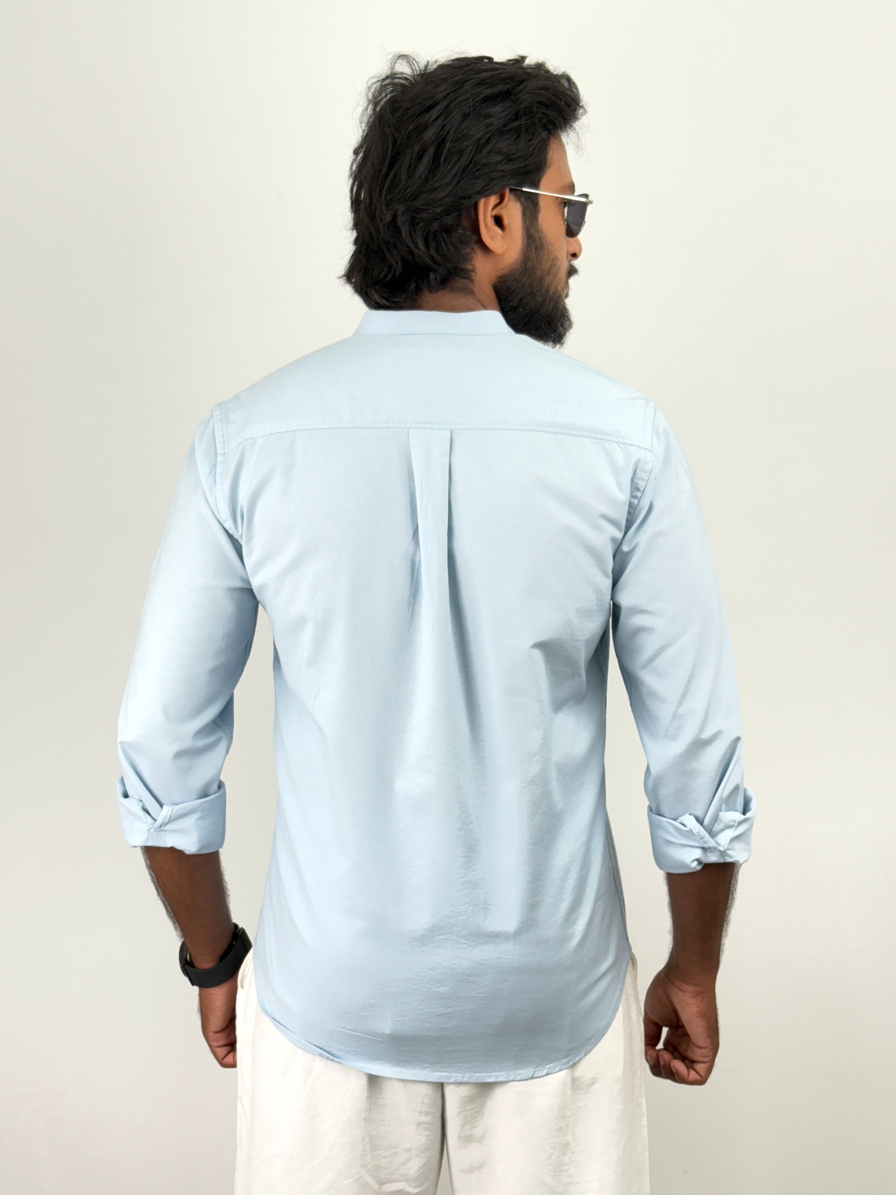 Powder Blue Mandarin Collar shirt
