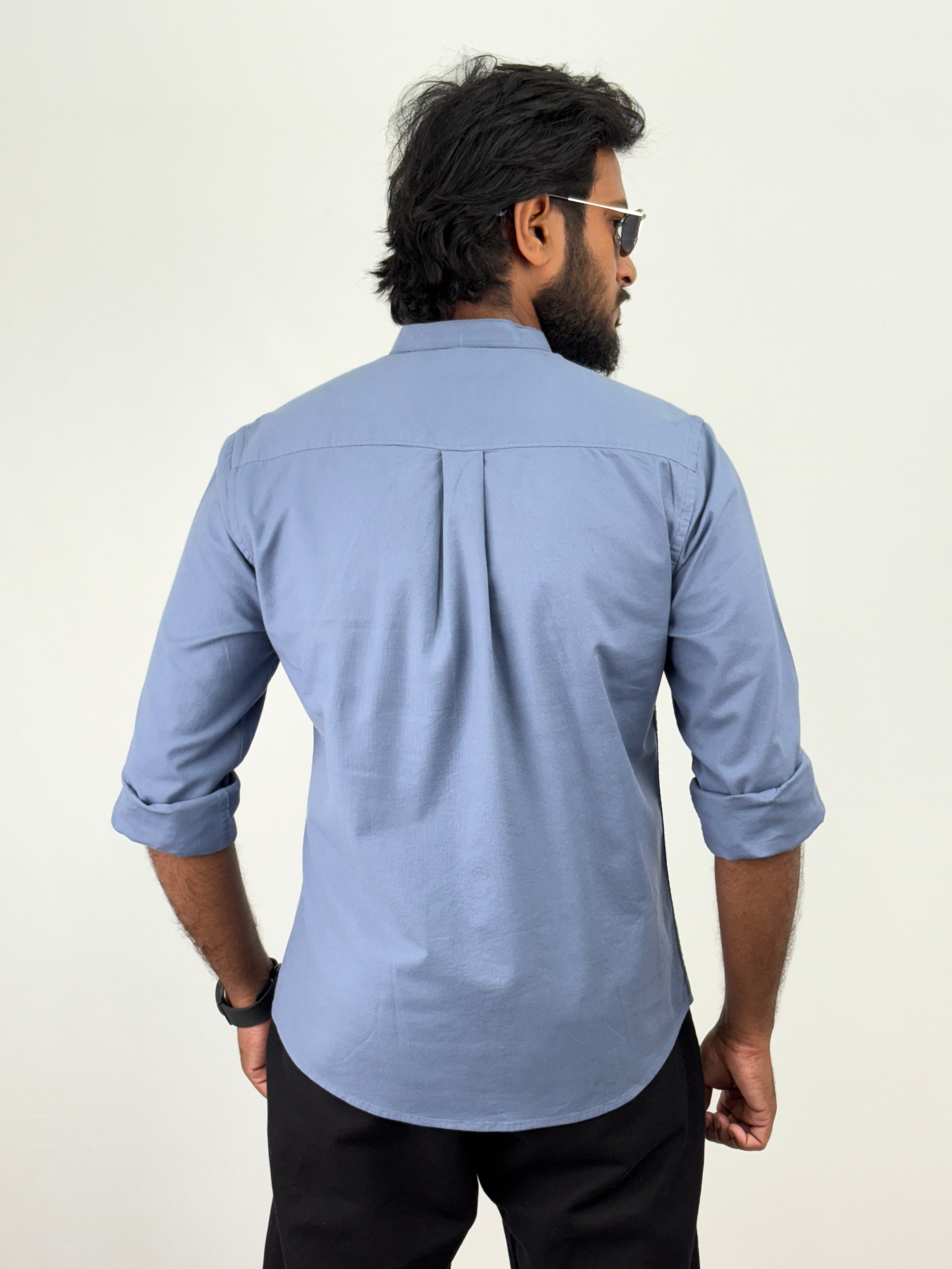 Blue Mandarin Collar shirt
