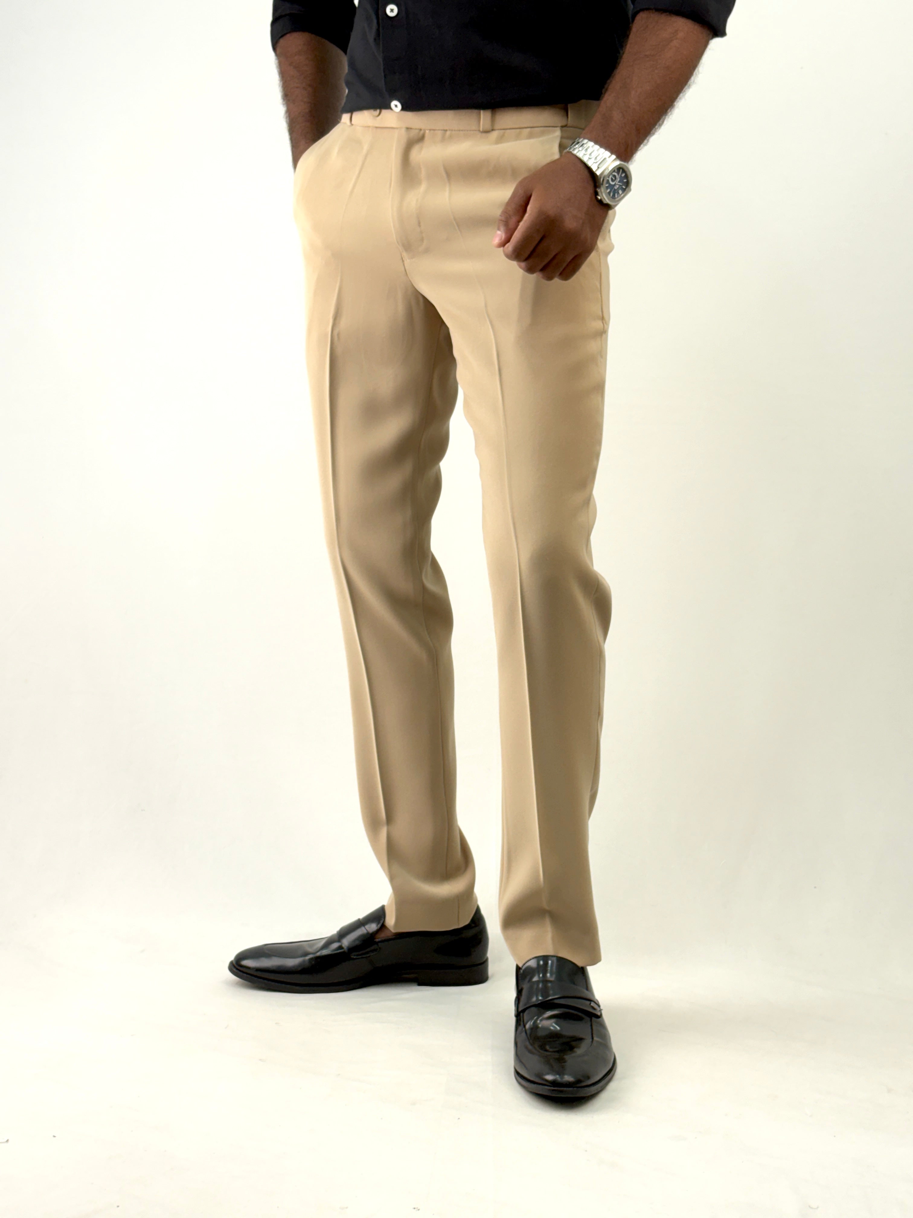 Beige IMP Flexible Waist Formal Pant