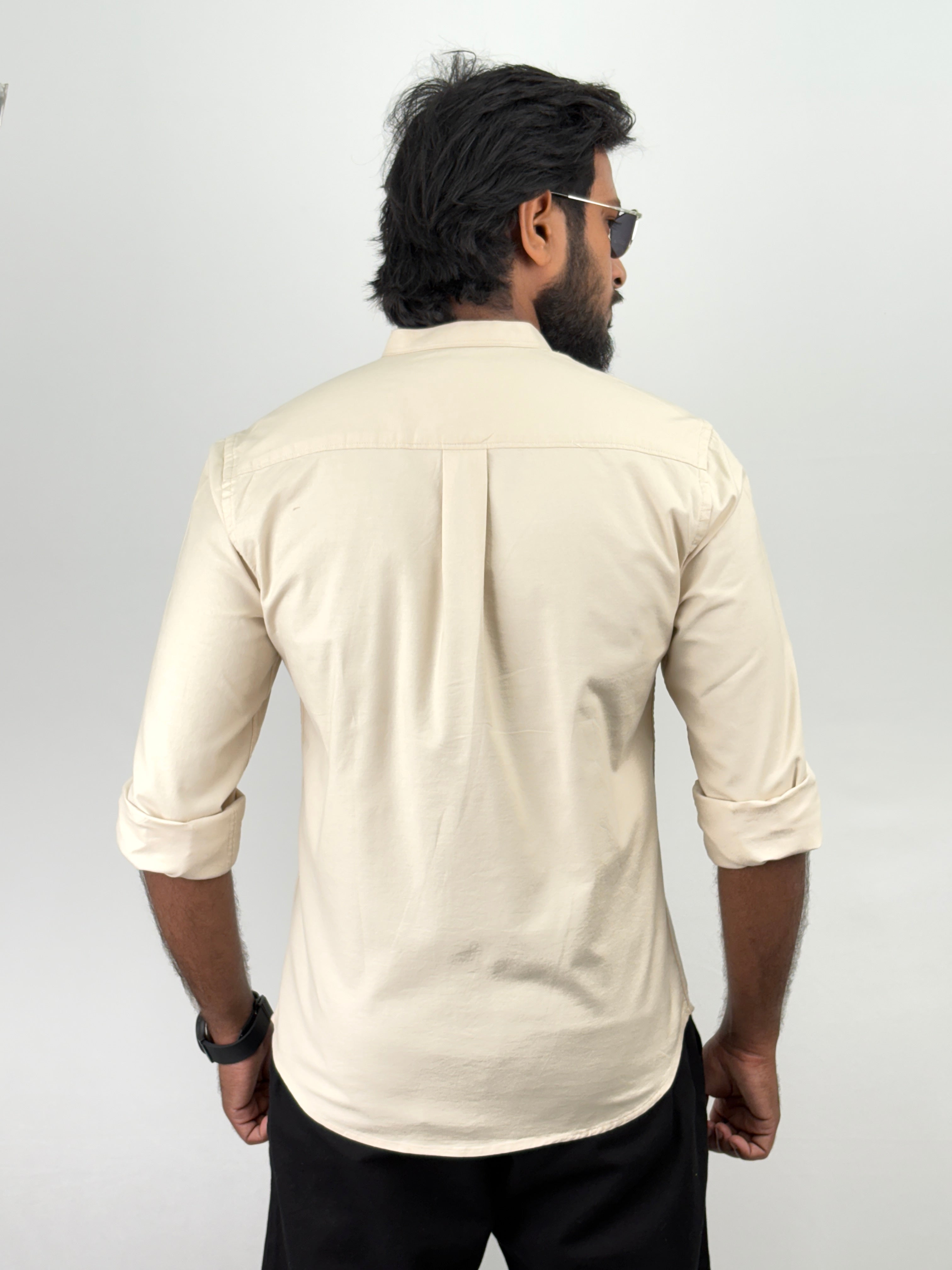 Beige Mandarin Collar shirt