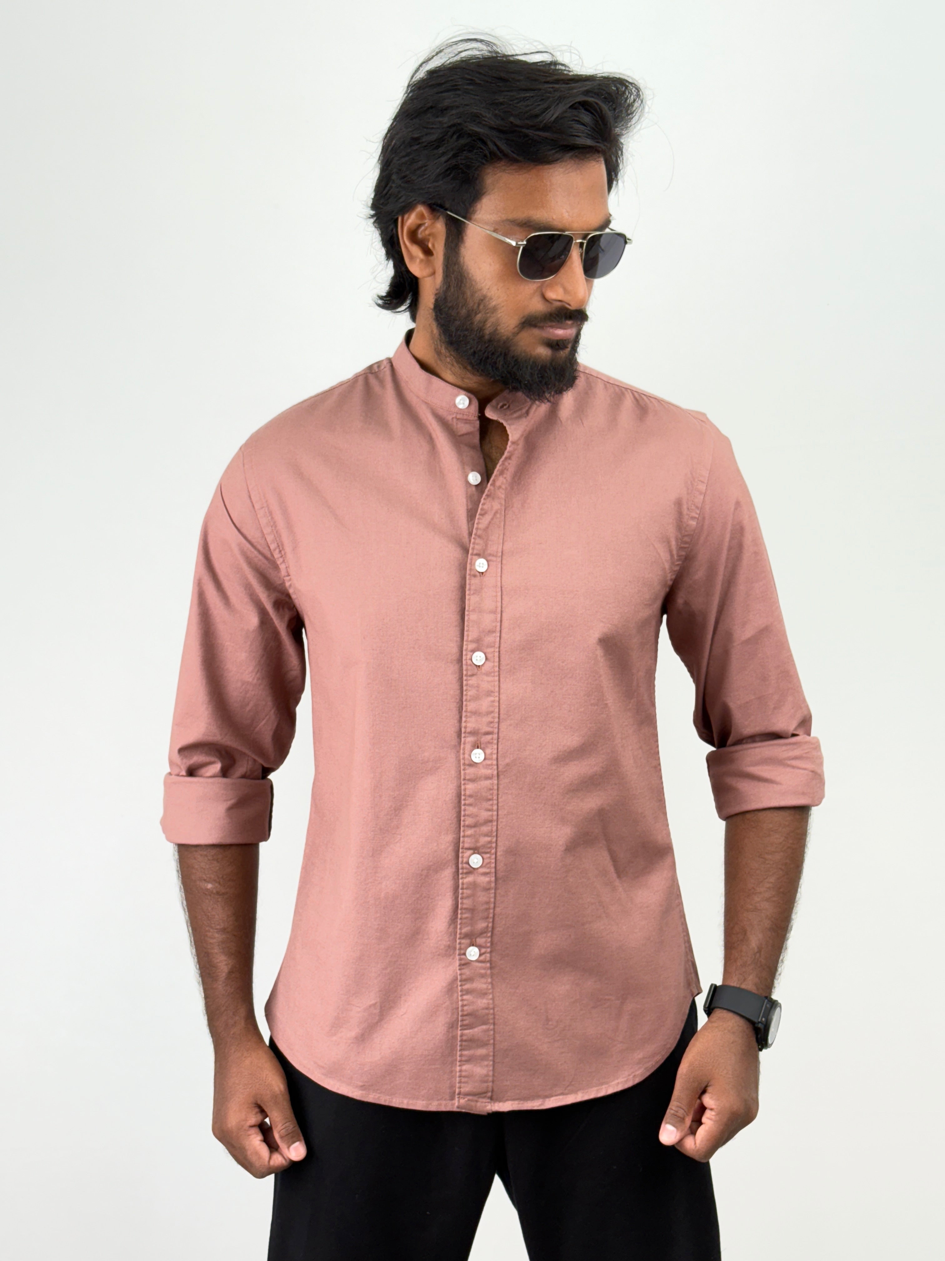 Light Brown Mandarin Collar shirt