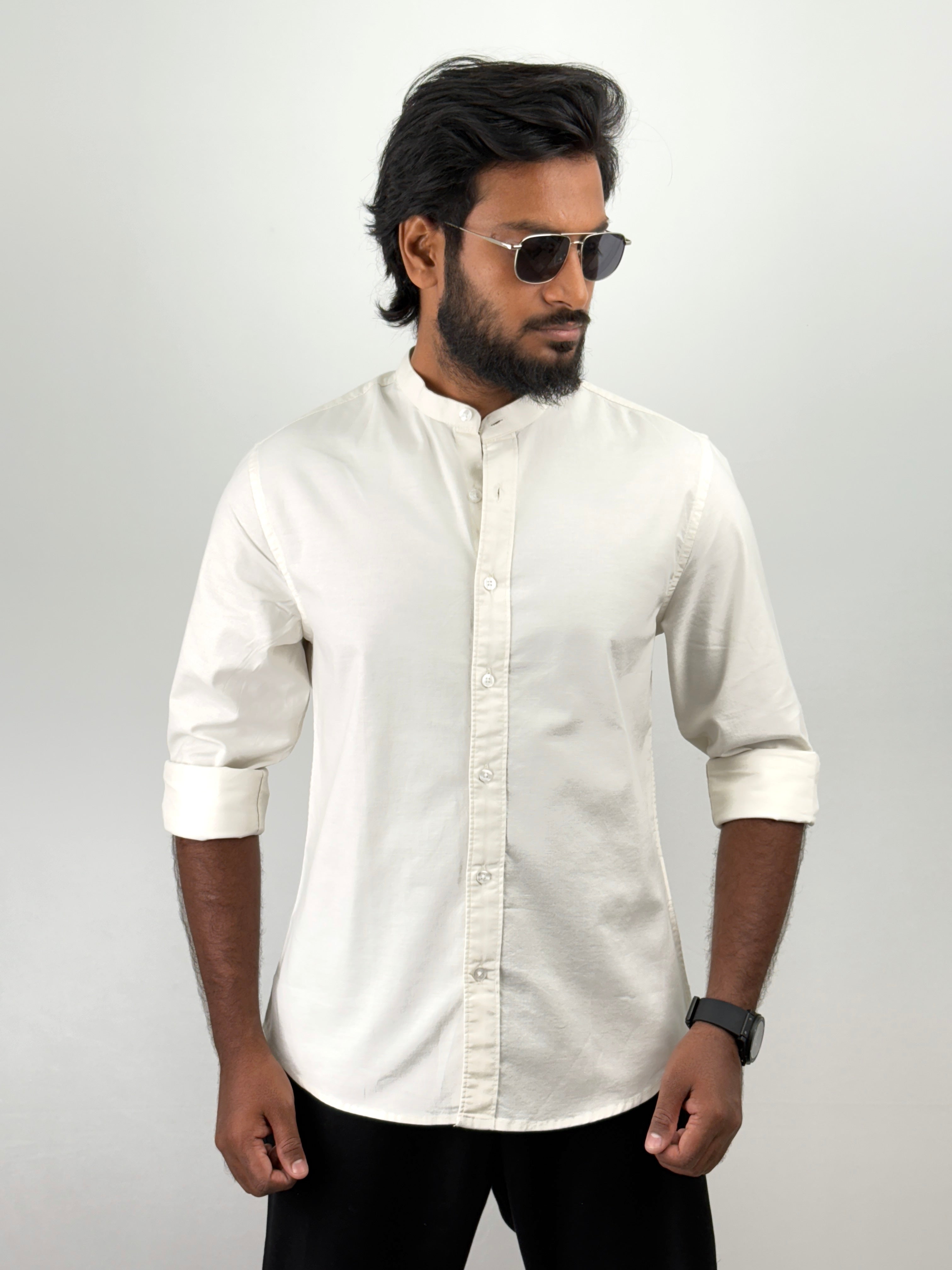 Cream Mandarin Collar shirt