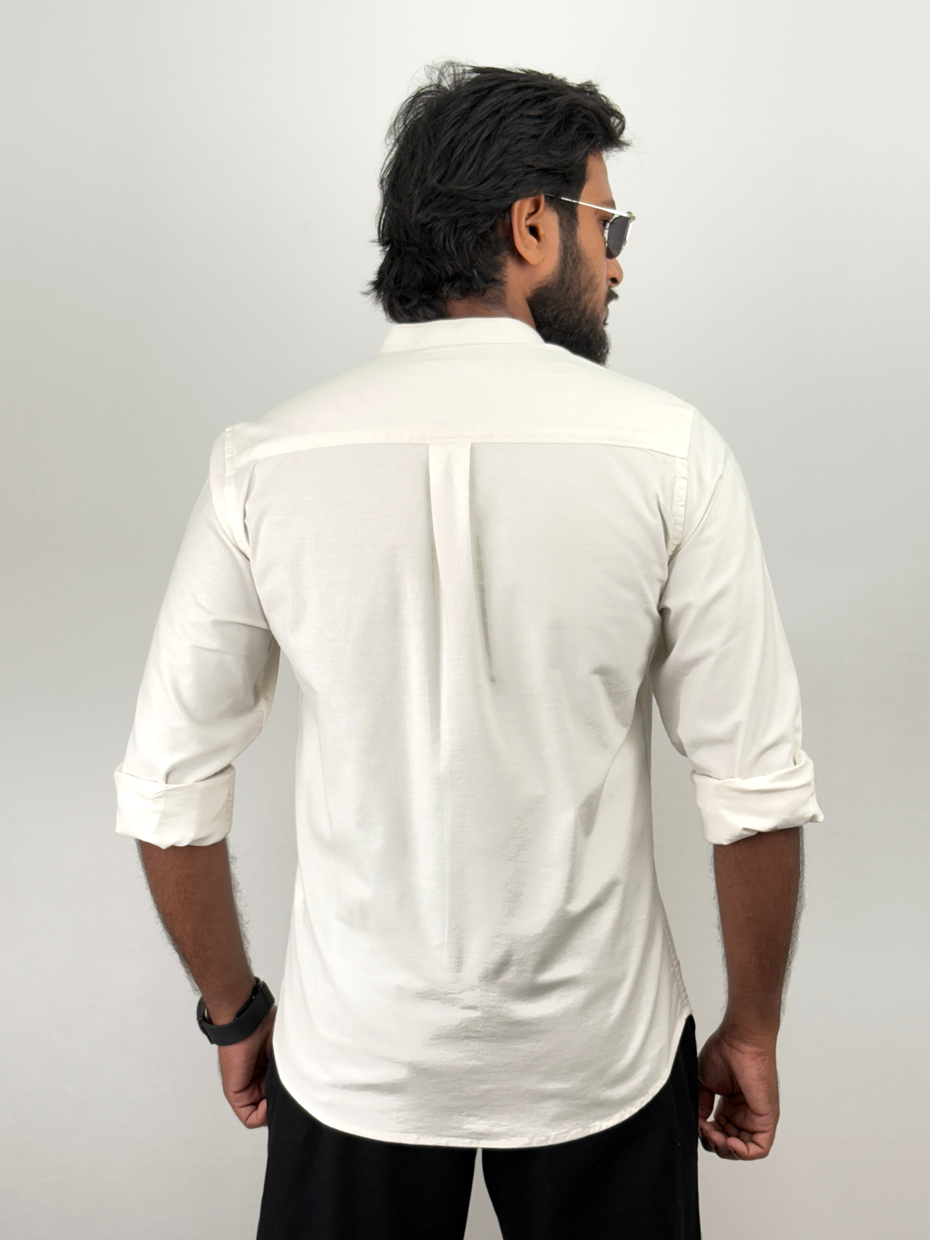 Cream Mandarin Collar shirt