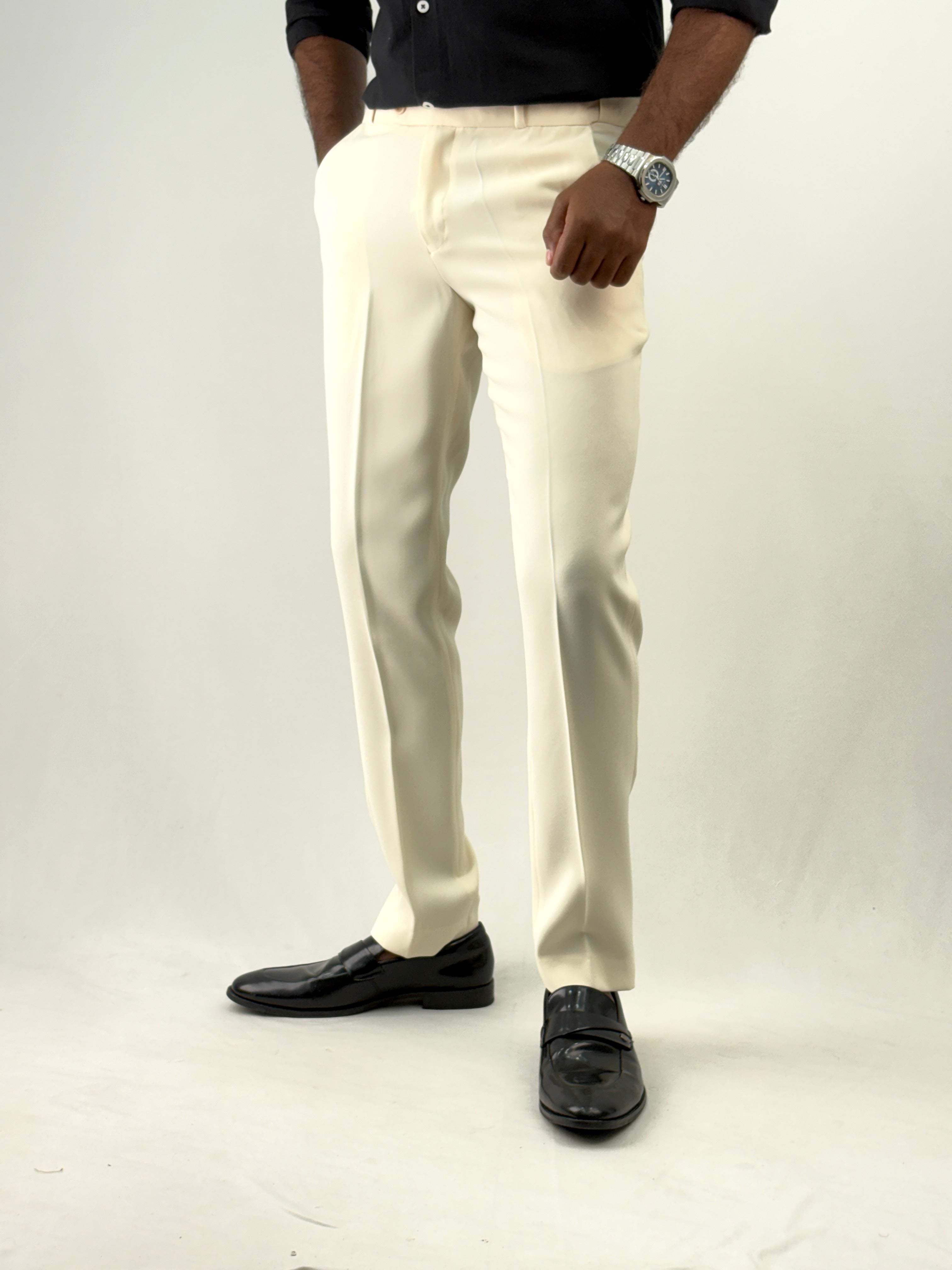 Cream IMP Flexible Waist Formal Pant