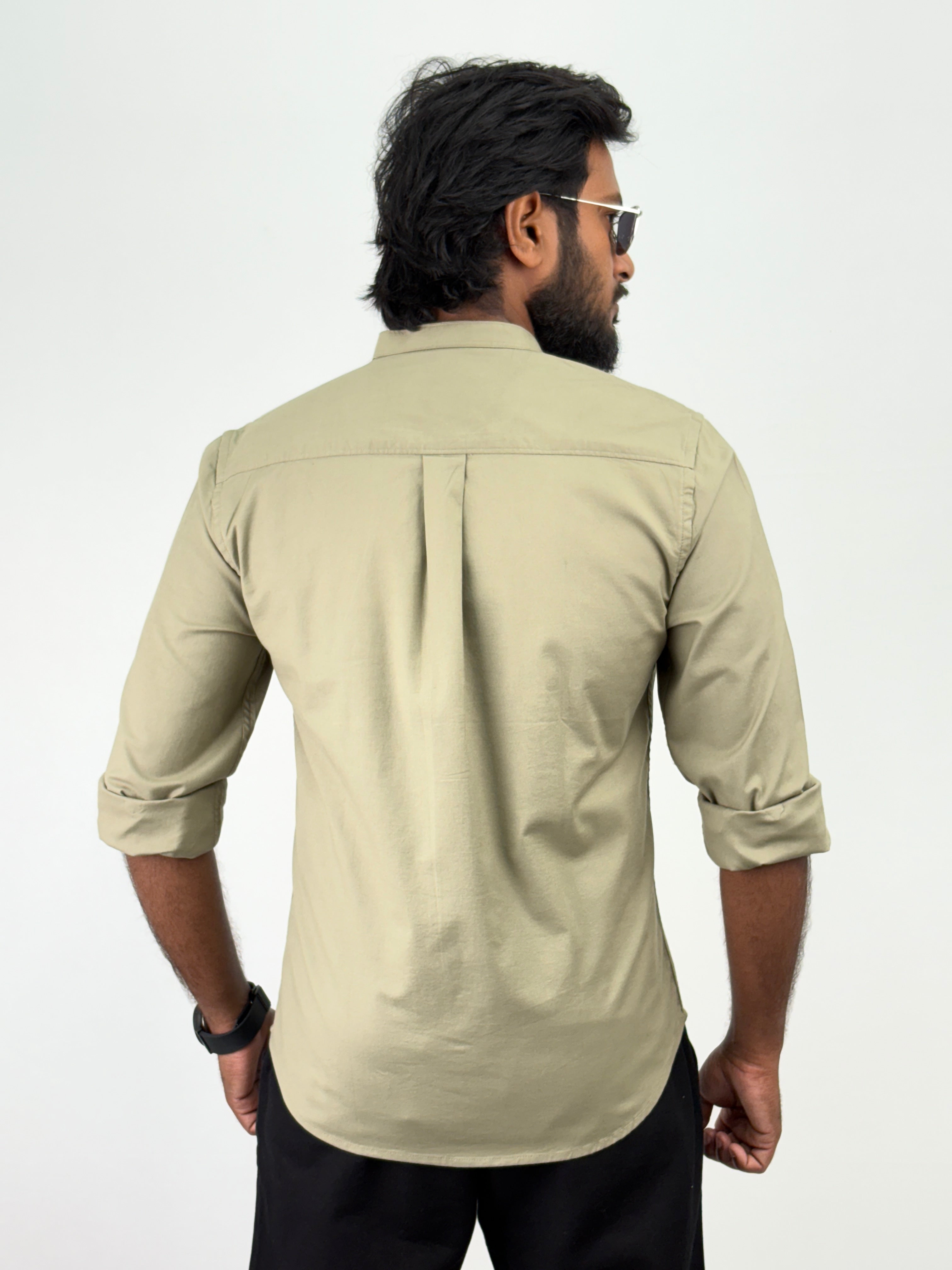 Light Olive Mandarin Collar shirt