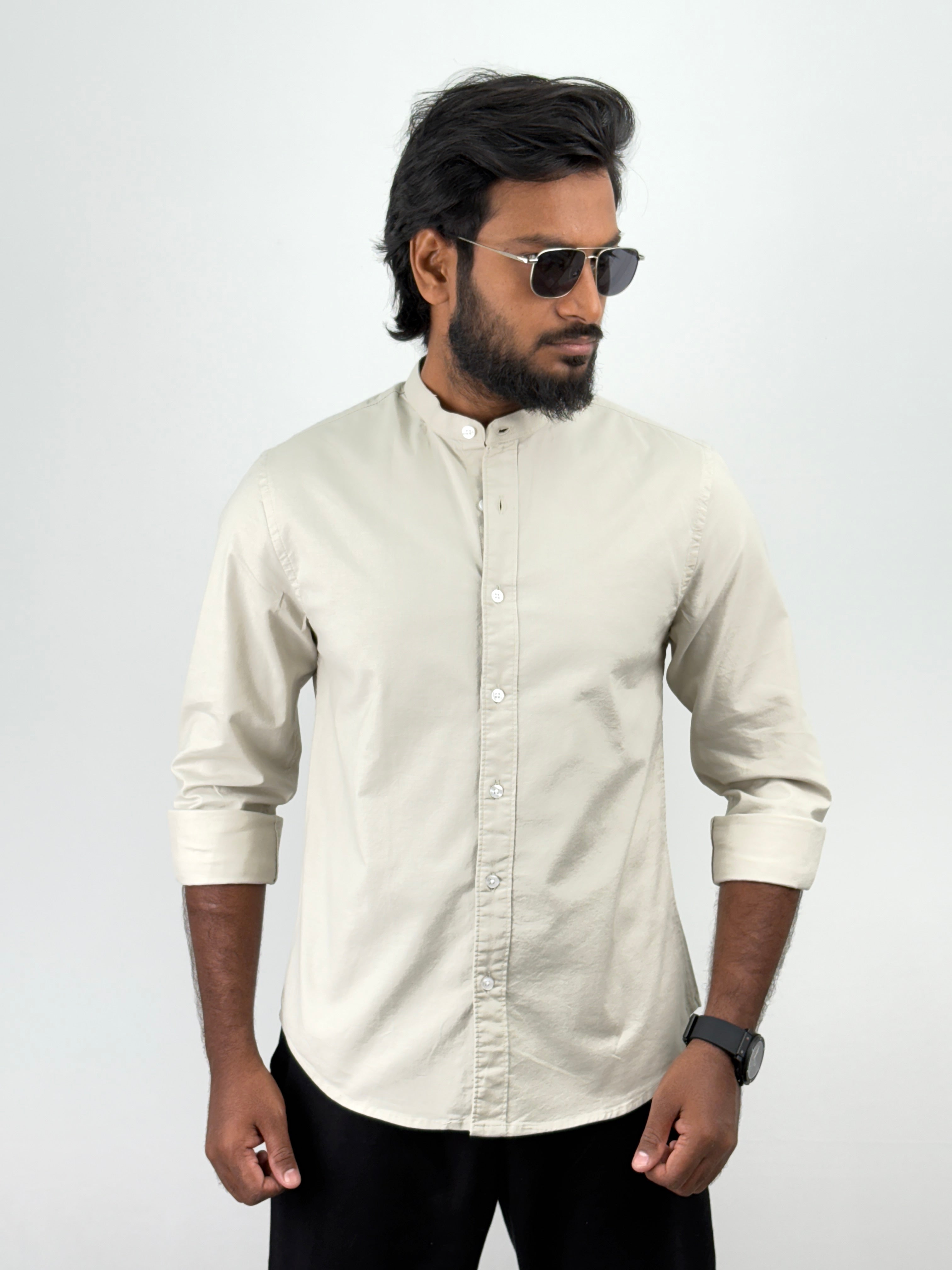 Light Grey Mandarin Collar shirt