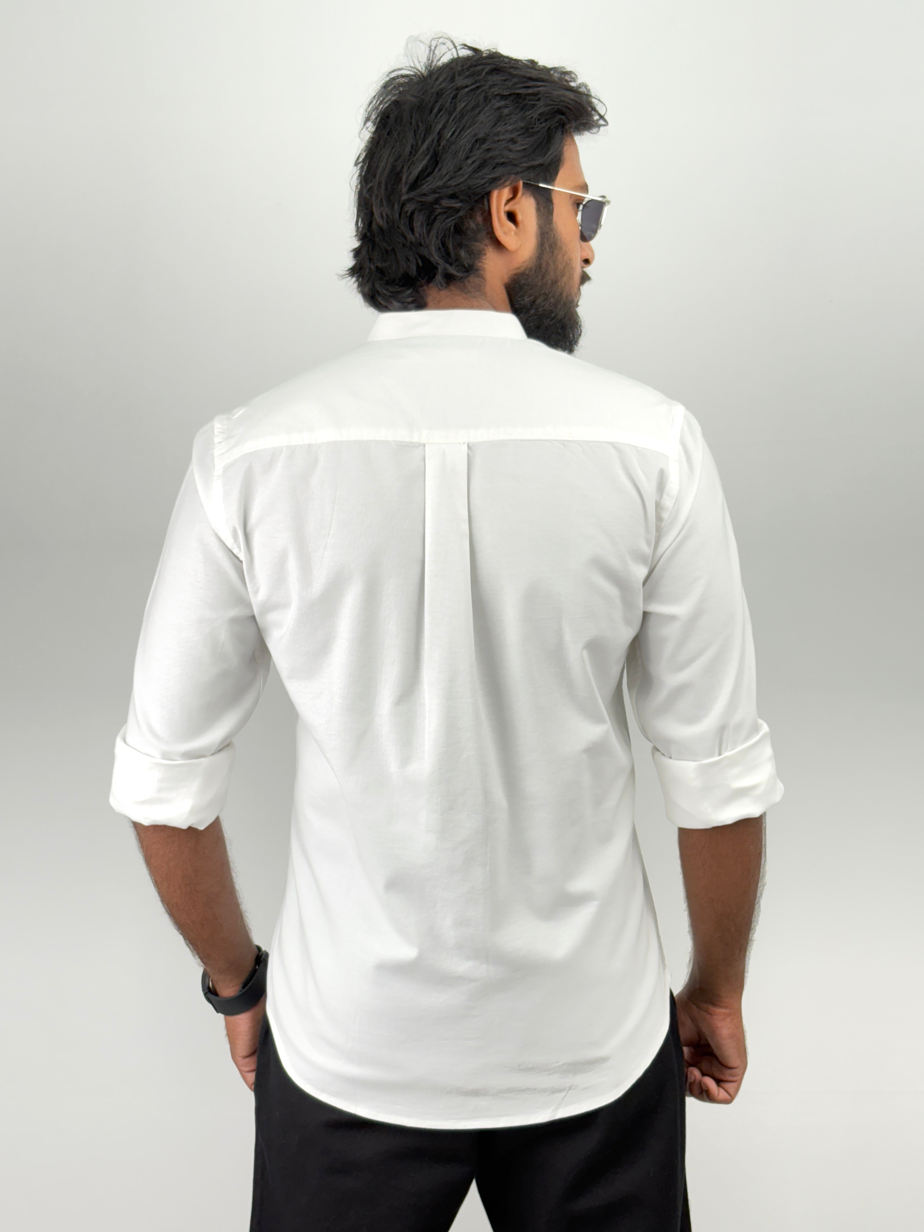 White Mandarin Collar shirt