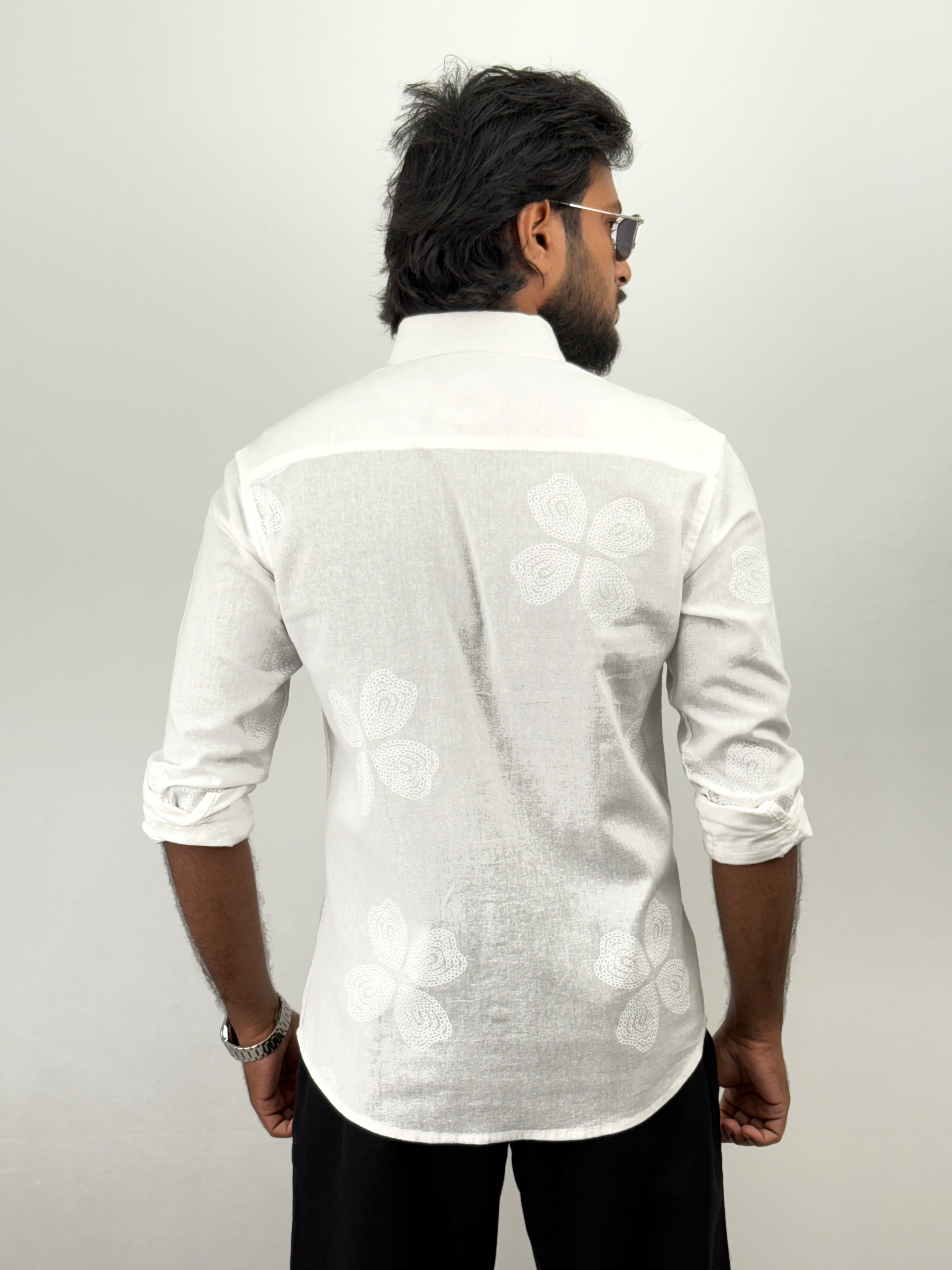 White Linen Printed Shirts