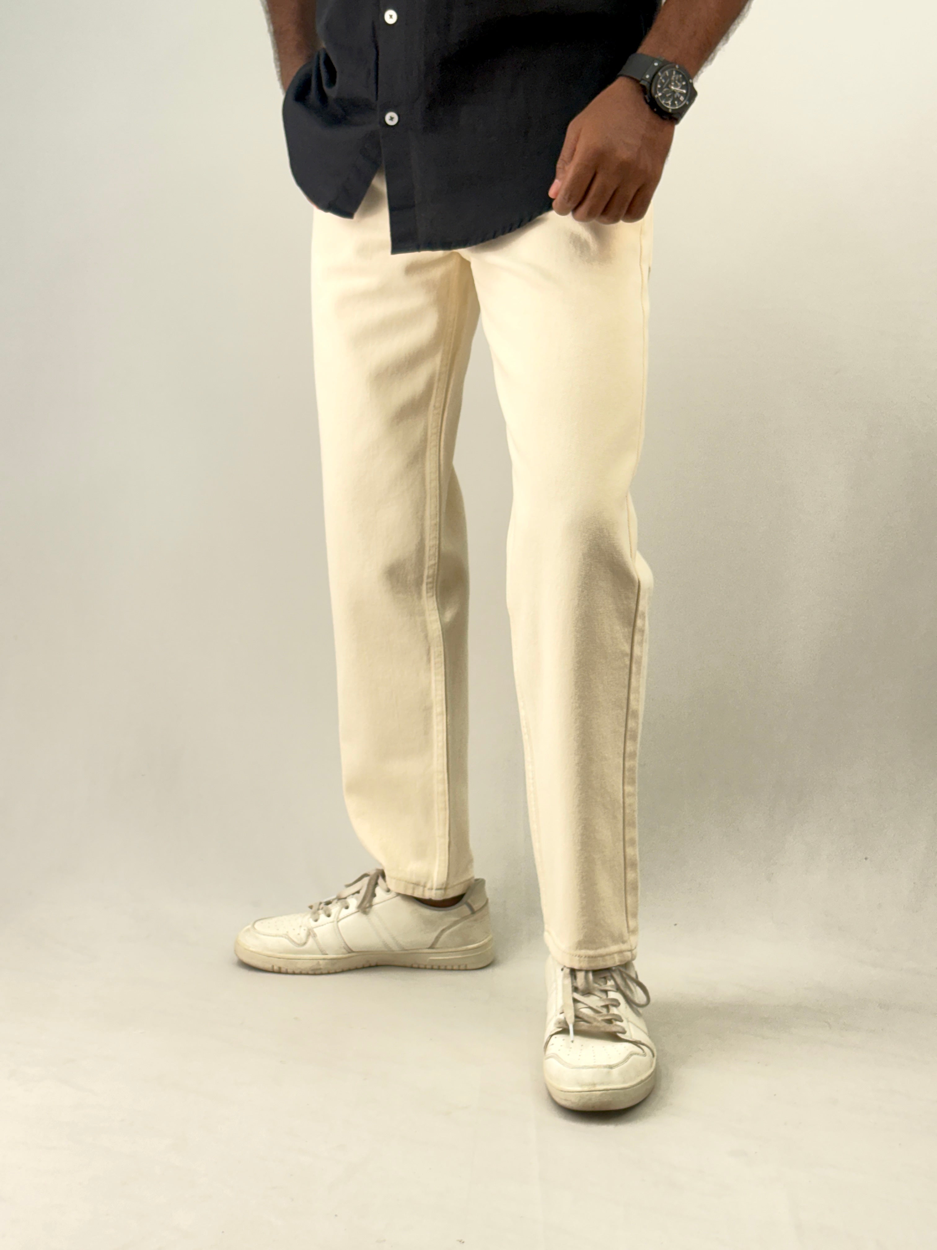 Cream Semi Baggy Jean