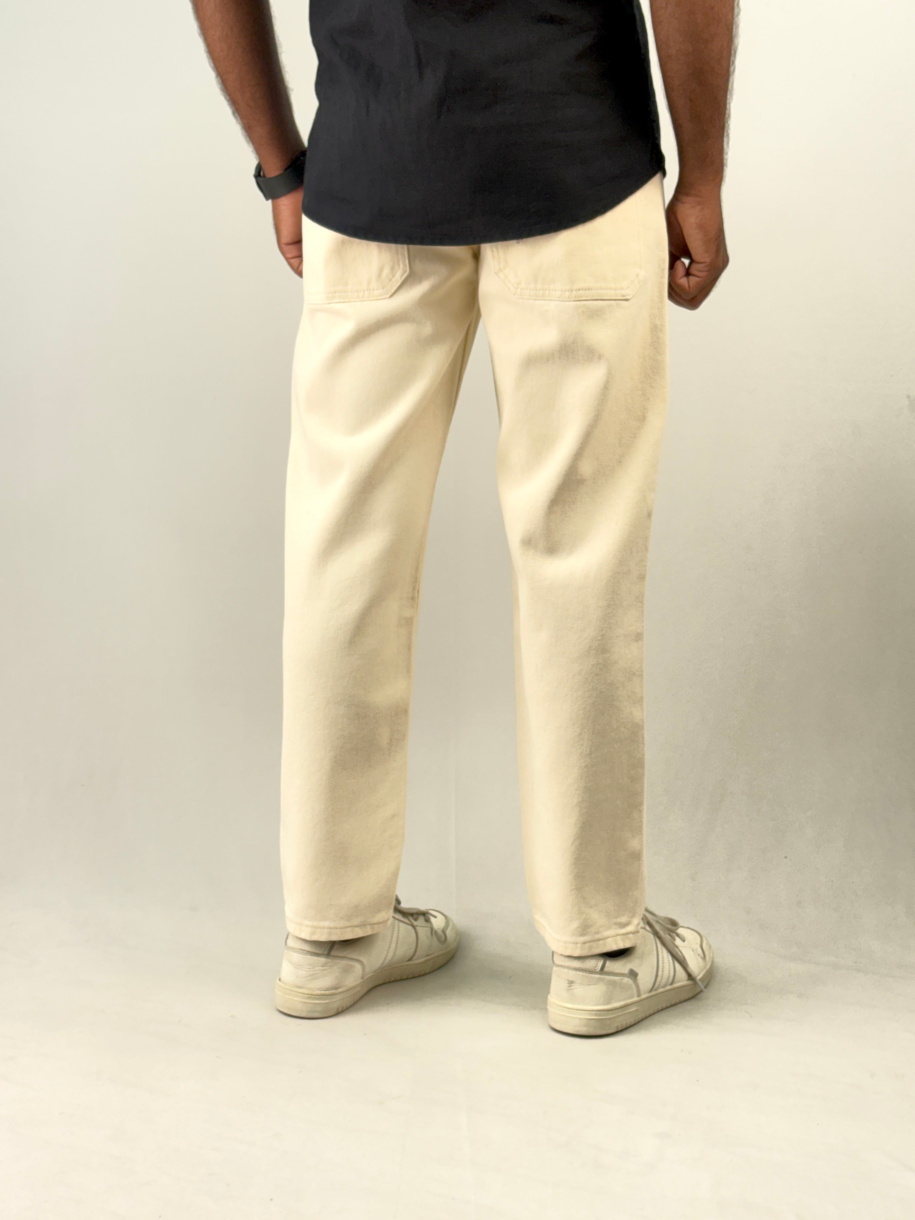 Cream Semi Baggy Jean